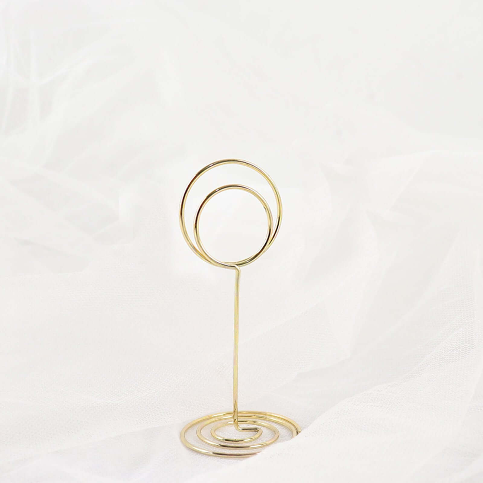 10-Pack Metal Card Holder Stands Mini Circle Hoop Design Gold - Table Number Stands and Wedding Place Card Menu Clips 3.5"