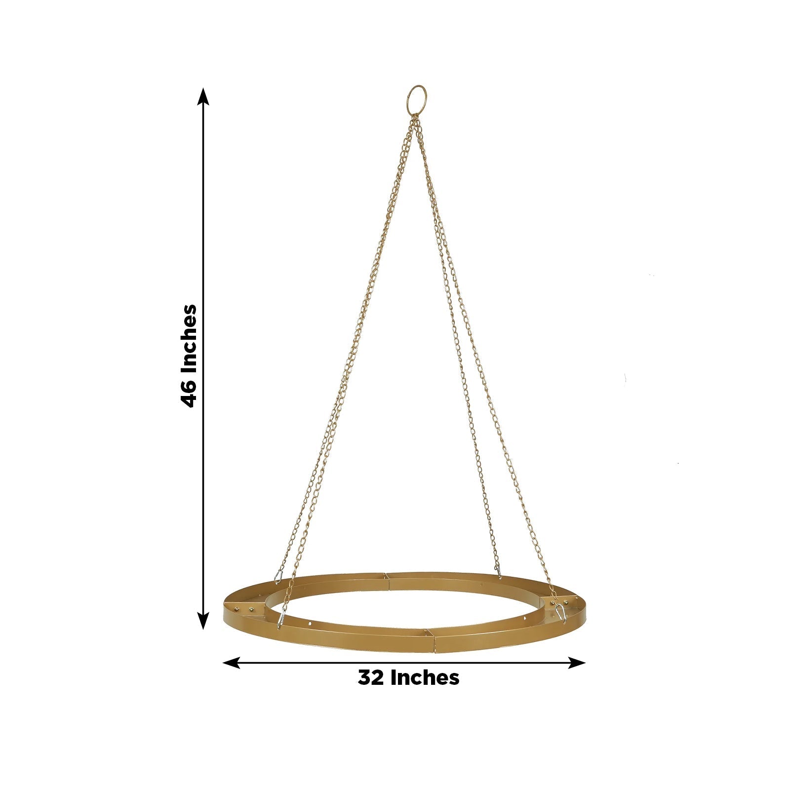 Gold Hanging Metal Floral Chandelier Frame - 32" Circular Lighting, Candle and Floral Display Base