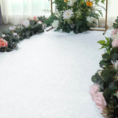 3ftx50ft White Sparkle Glitter Wedding Aisle Runner, Non-Woven Red Carpet Runner - Prom, Hollywood, Glam Parties