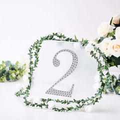 Decorative Rhinestone Number "2" Stickers, Glitter Adhesive Craft Numbers Silver DIY Sparkle Embellishments 8"