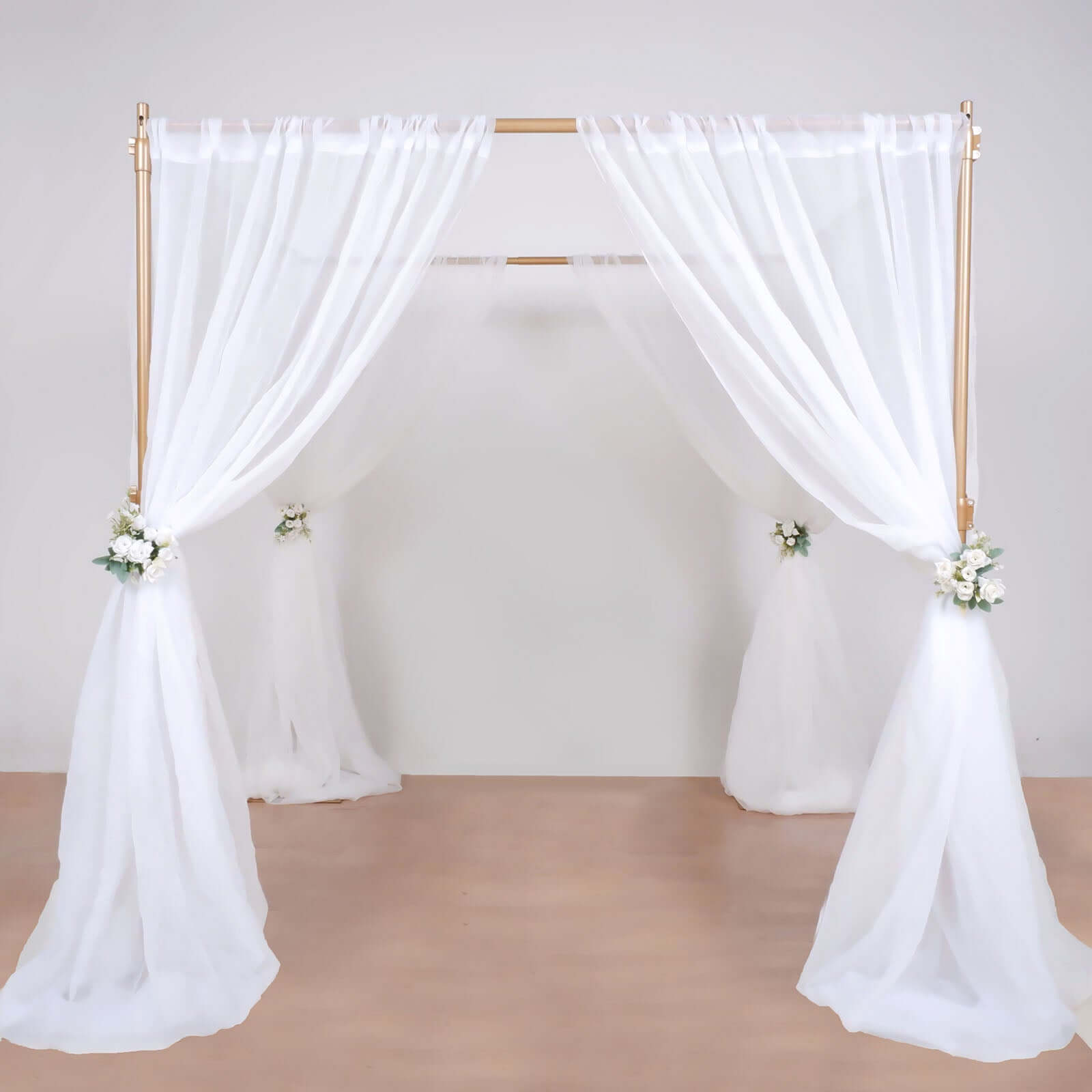 10ft 4-Post Gold Metal DIY Photography Backdrop Stand, Wedding Arch Canopy Tent