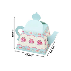 24 Pack Cardboard Favor Boxes in Mixed Vintage Floral Tea Pot Design - Elegant Gift Box for Weddings & Baby Showers - 5"x4"
