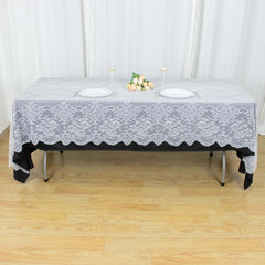 Lace 60"x108" Rectangular Oblong Tablecloth White - Premium Finish for Versatile Table Settings
