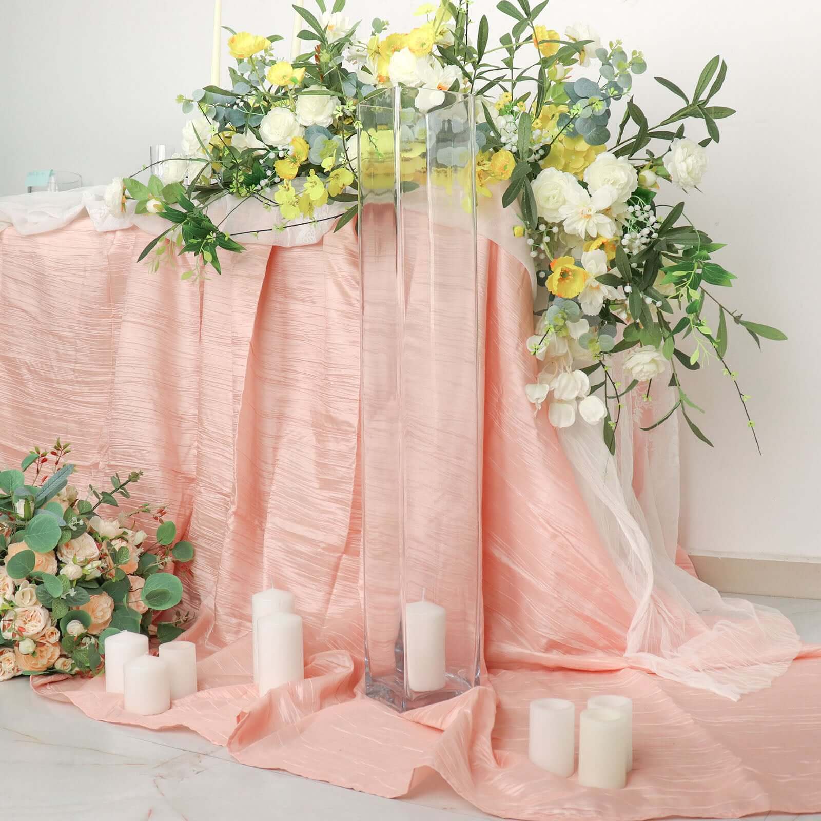 2-Pack Glass Cylinder Vases Square Clear - Durable Heavy Duty Floral Centerpieces for Weddings 32"