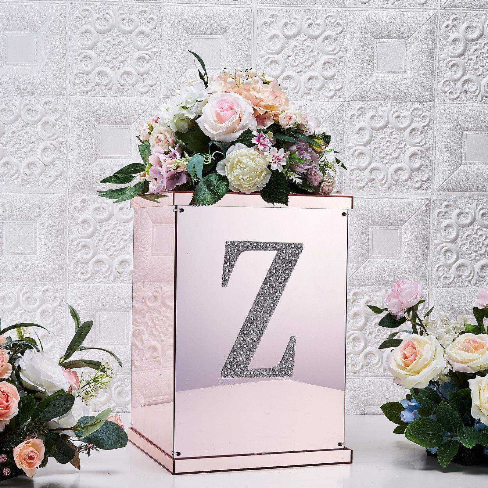 Decorative Rhinestone Alphabet "Z" Letter Stickers, Glitter Adhesive Craft Letters Silver DIY Sparkle Embellishments 8"