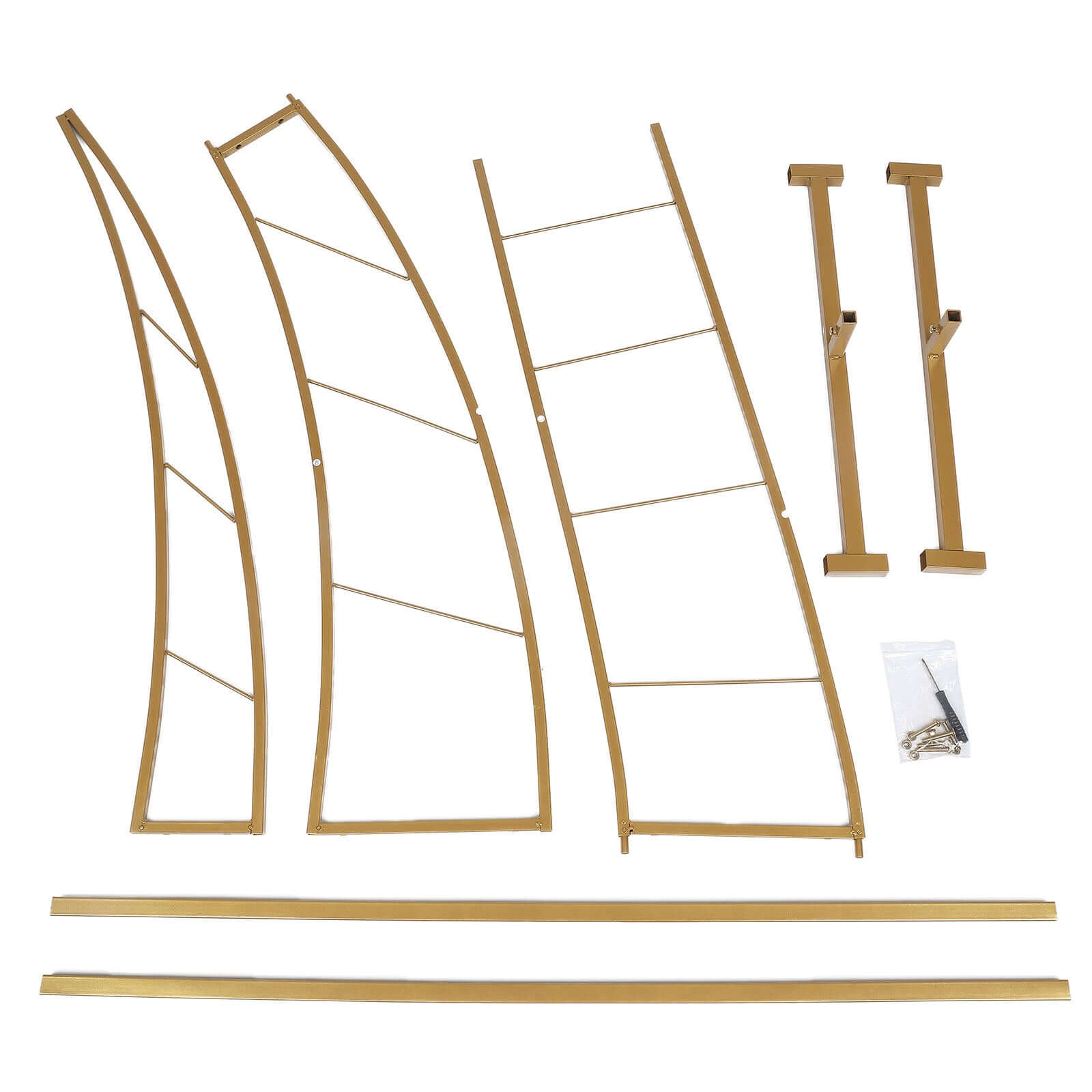 8ft Gold Metal Half Crescent Moon Wedding Arbor Frame, Curved Design Arch Flower Balloon Stand