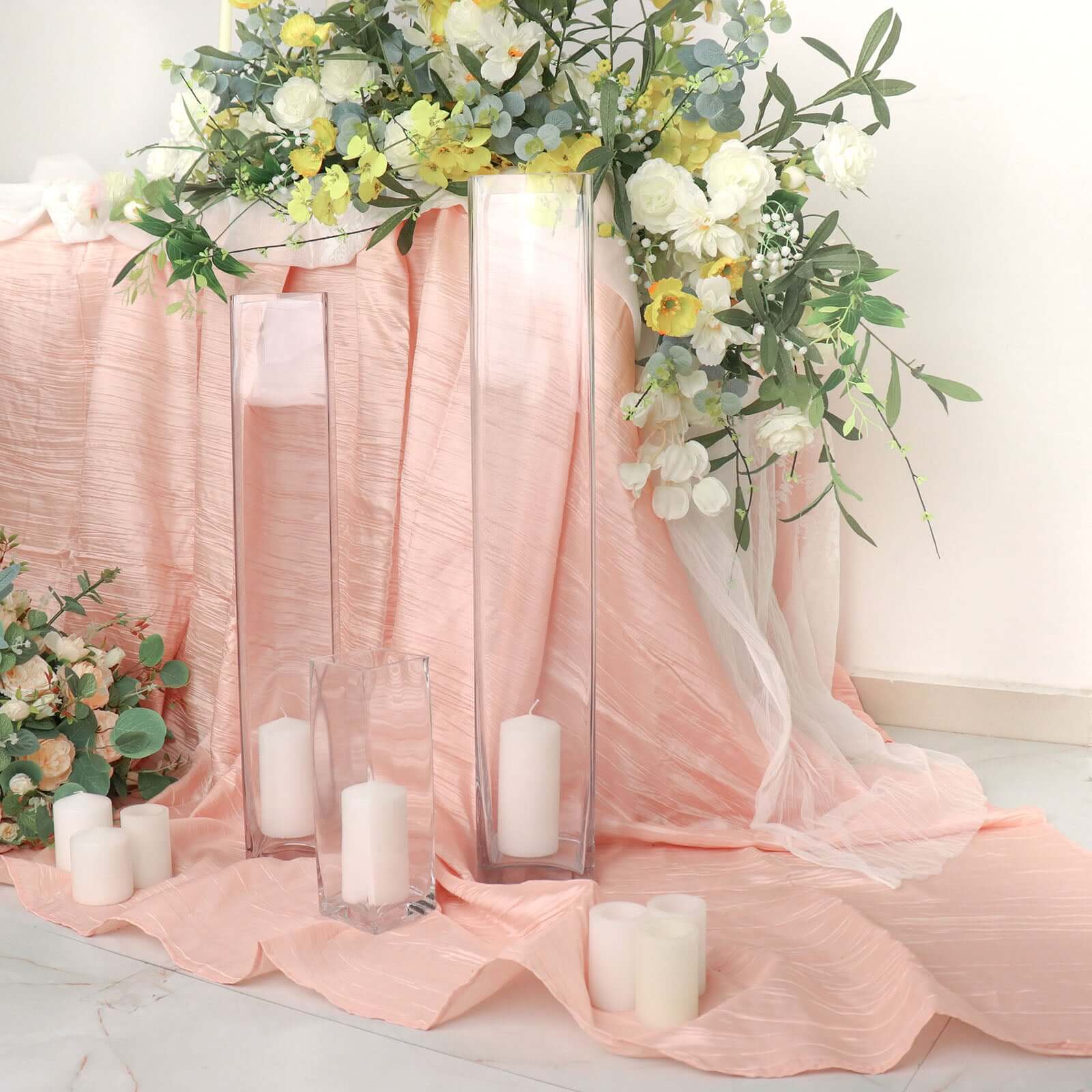 12-Pack Glass Cylinder Vases Square Clear - Durable Heavy Duty Floral Centerpieces for Weddings 10"