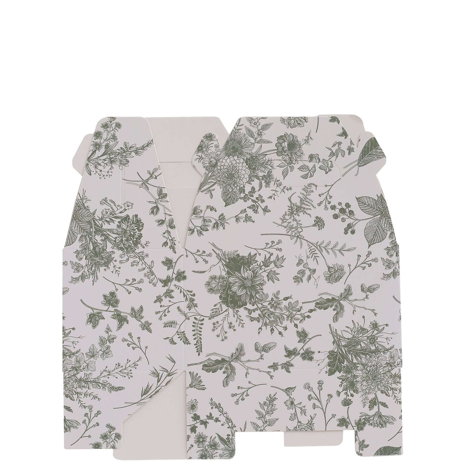 25 Pack White Sage Green Candy Gift Tote Gable Boxes in French Toile Pattern, Party Favor Treat Boxes - 6"x3.5"x7"