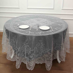 Lace 90" Round Tablecloth Ivory - Premium Design for Versatile Table Decor