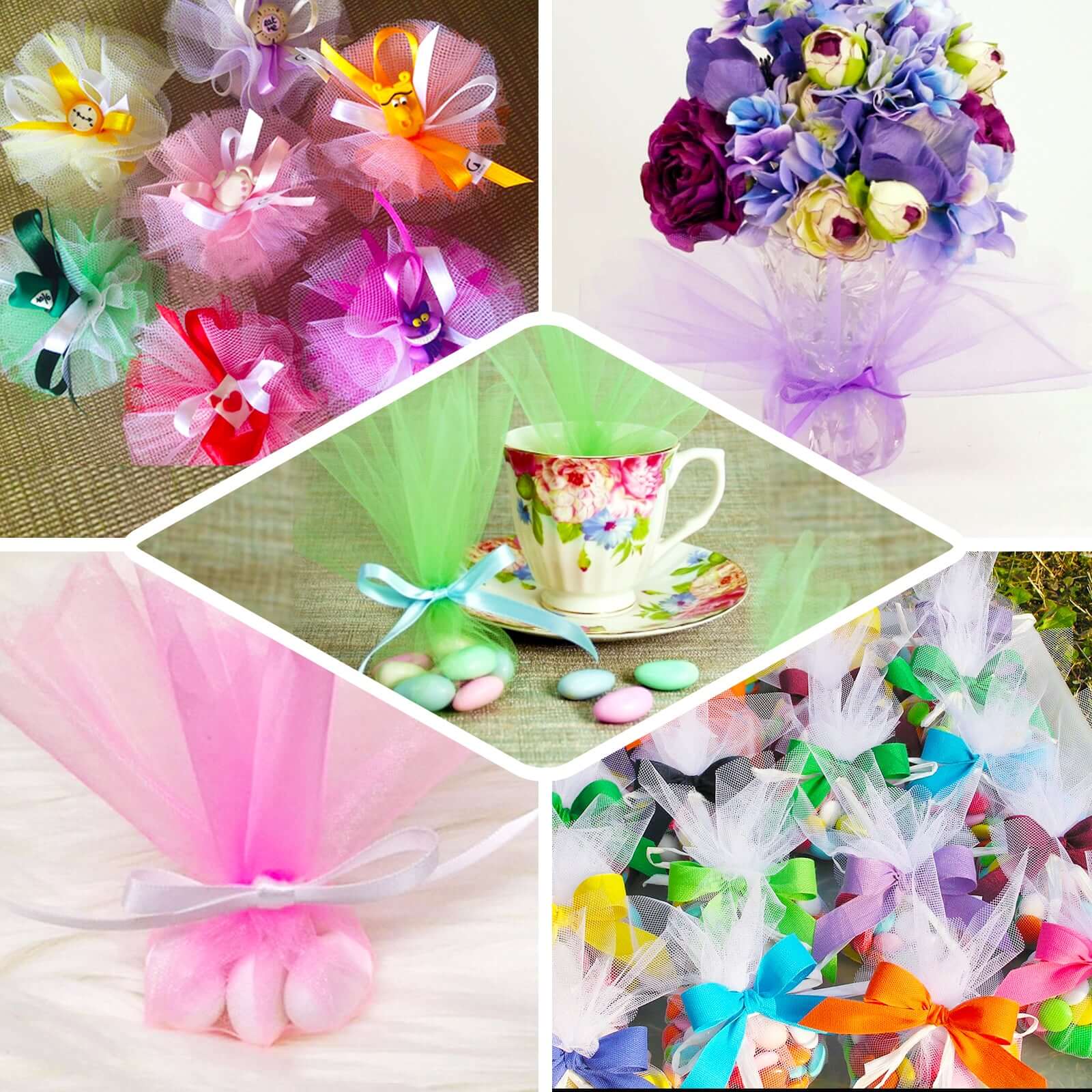 25 Pack 9" Apple Green Sheer Nylon Tulle Circles Favor Wrap, DIY Craft Fabric