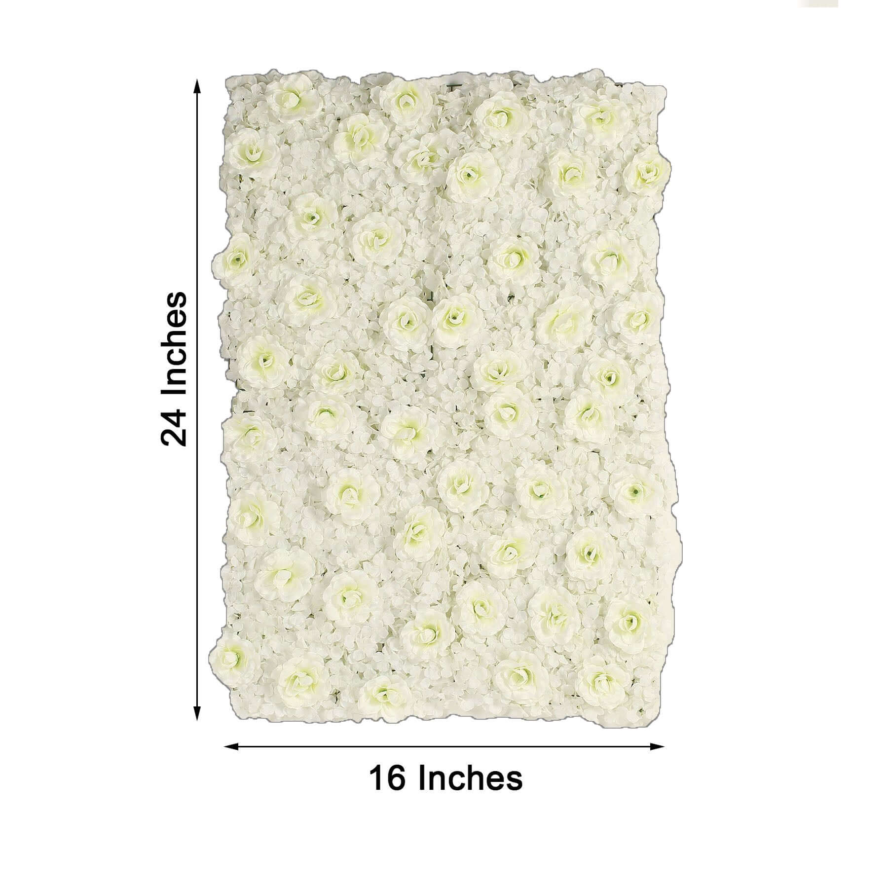 11 Sq ft. Cream 3D Silk Rose and Hydrangea Flower Wall Mat Backdrop - 4 Artificial Panels