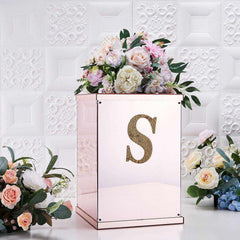 Decorative Rhinestone Alphabet "S" Letter Stickers, Glitter Adhesive Craft Letters Gold DIY Sparkle Embellishments 6"