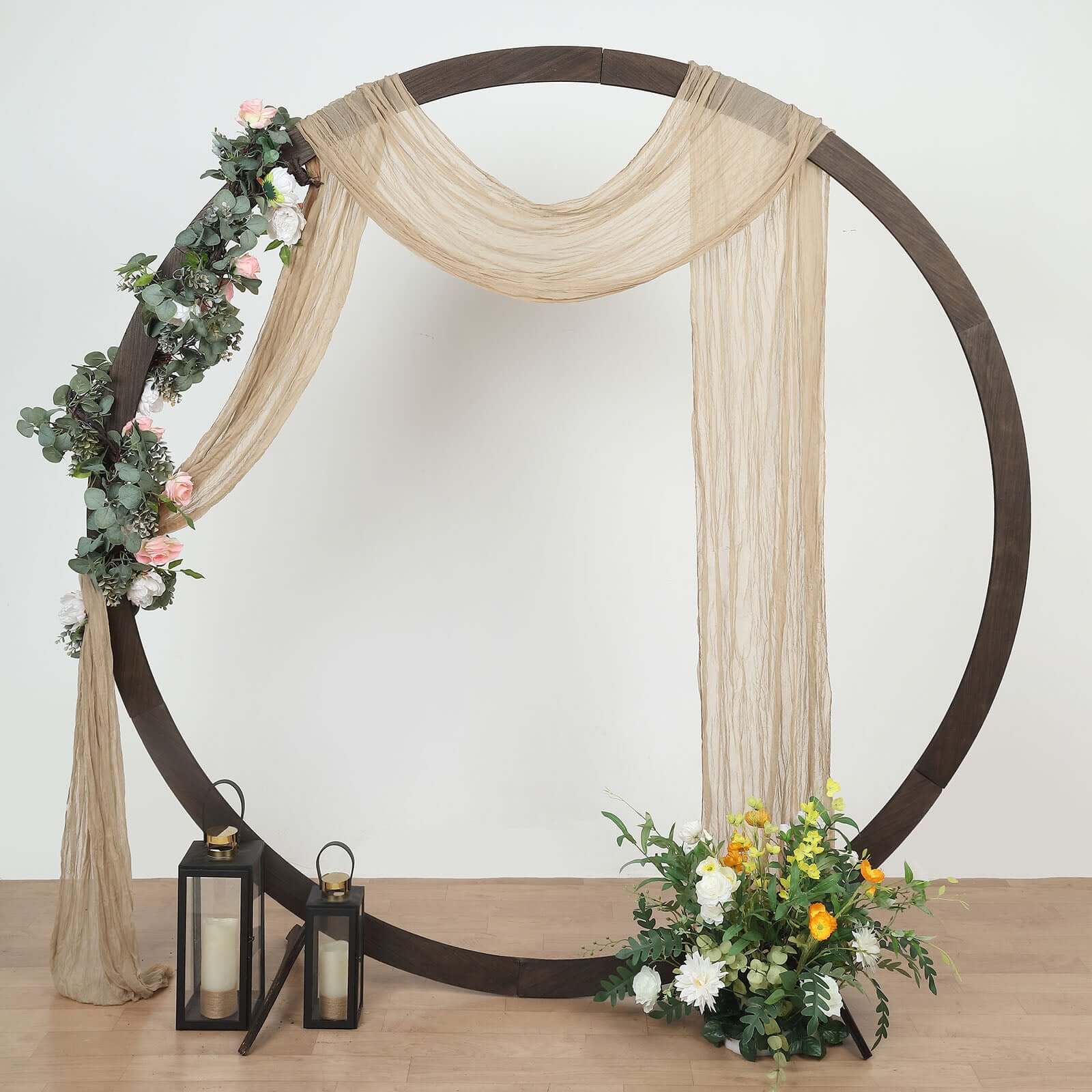 20ft Beige Gauze Cheesecloth Fabric Wedding Arch Drapery, Window Scarf Valance, Boho Decor Arbor Curtain Panel