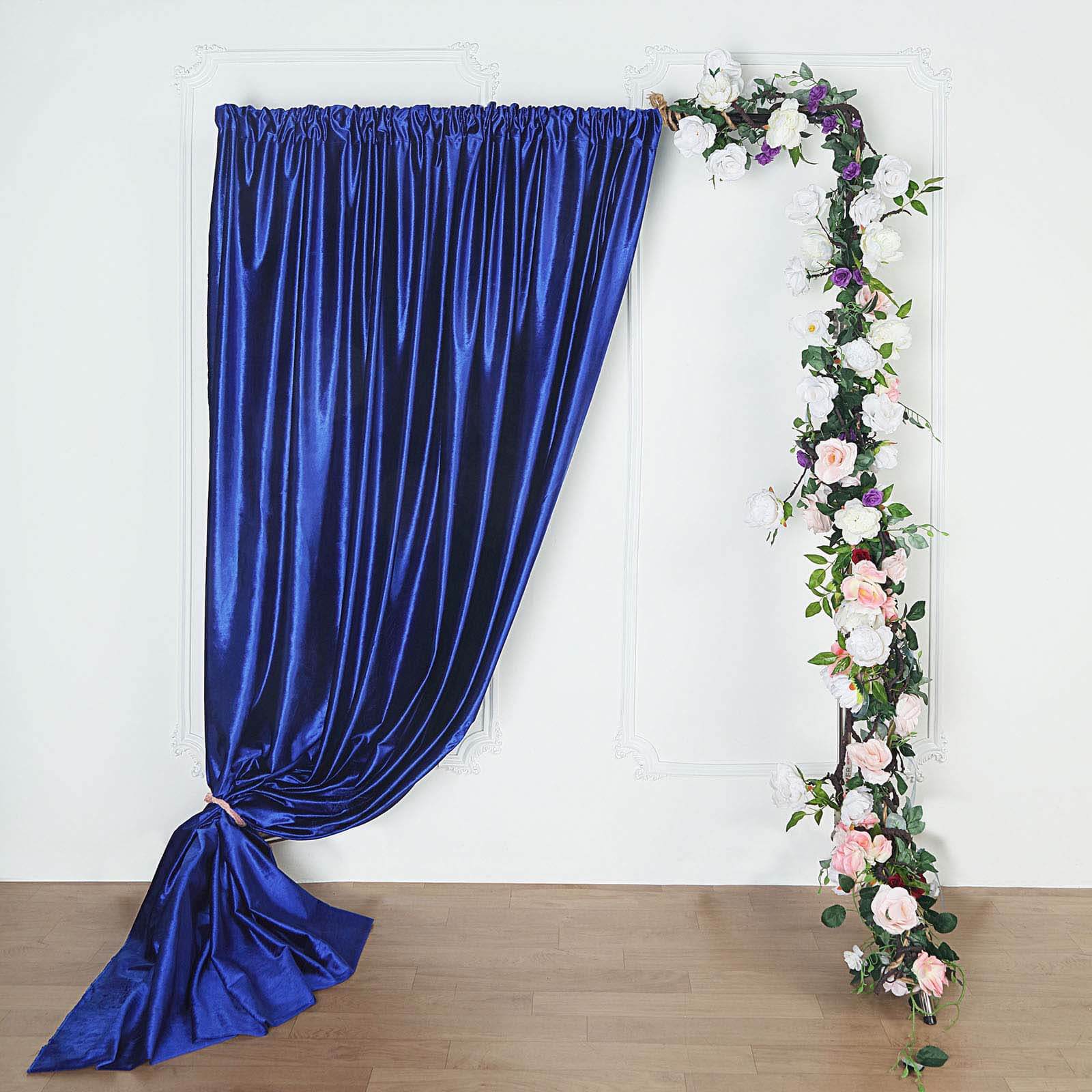 Royal Blue Crushed Velvet Backdrop Curtain – 8ft x 8ft Event Drape with Rod Pocket, Privacy Panel for Photo Booths & Events