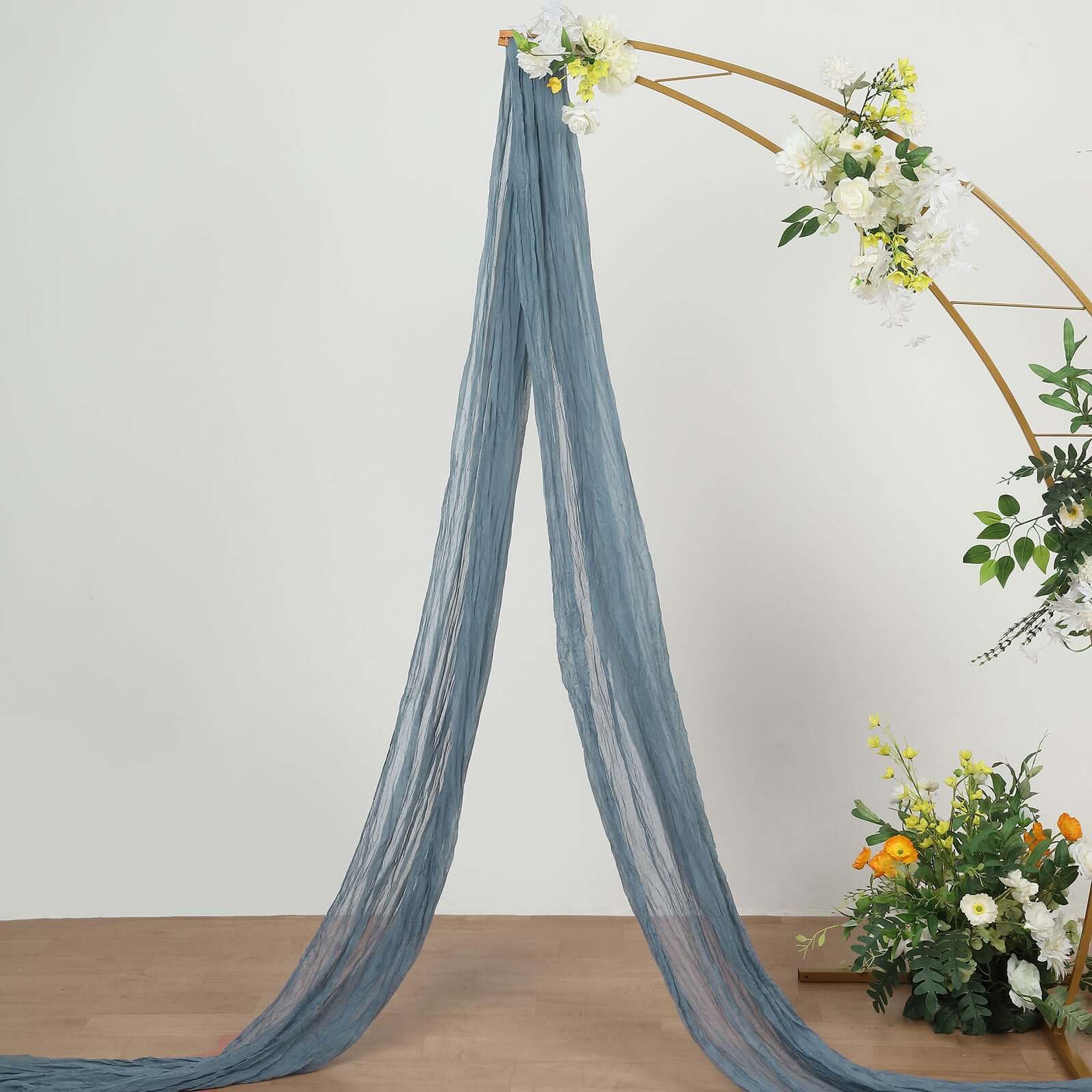 20ft Dusty Blue Gauze Cheesecloth Fabric Wedding Arch Drapery, Window Scarf Valance, Boho Decor Arbor Curtain Panel