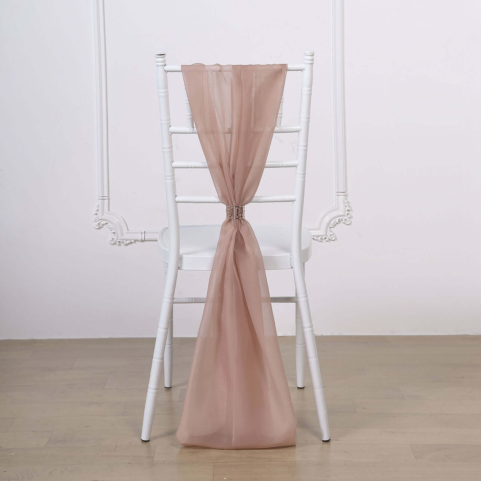 5 Pack Chiffon Chair Sashes Dusty Rose - Soft & Lightweight Designer Chair Bows 22"x78"