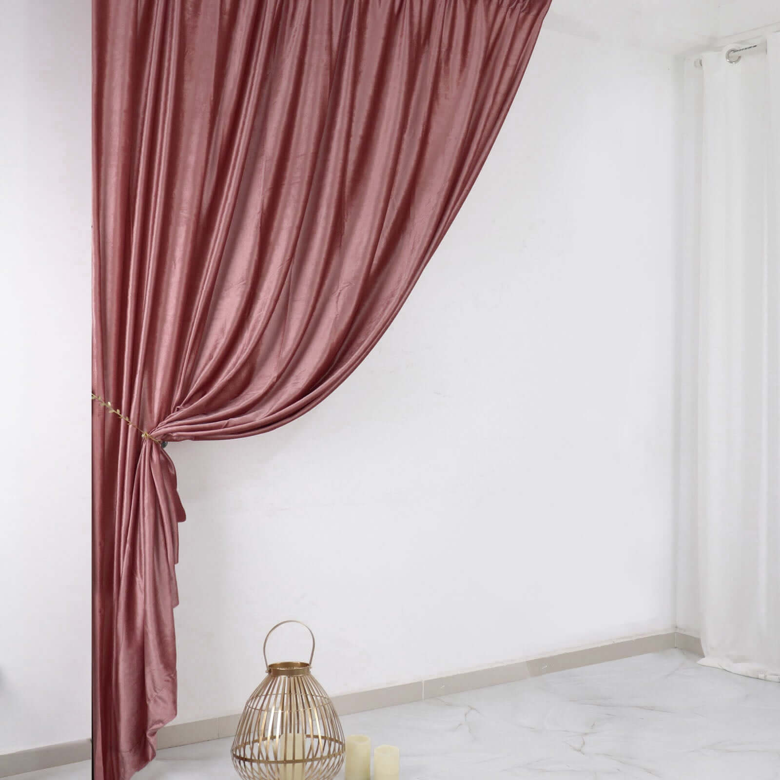 Dusty Rose Crushed Velvet Backdrop Curtain – 8ft x 8ft Event Drape with Rod Pocket, Privacy Panel for Photo Booths & Events