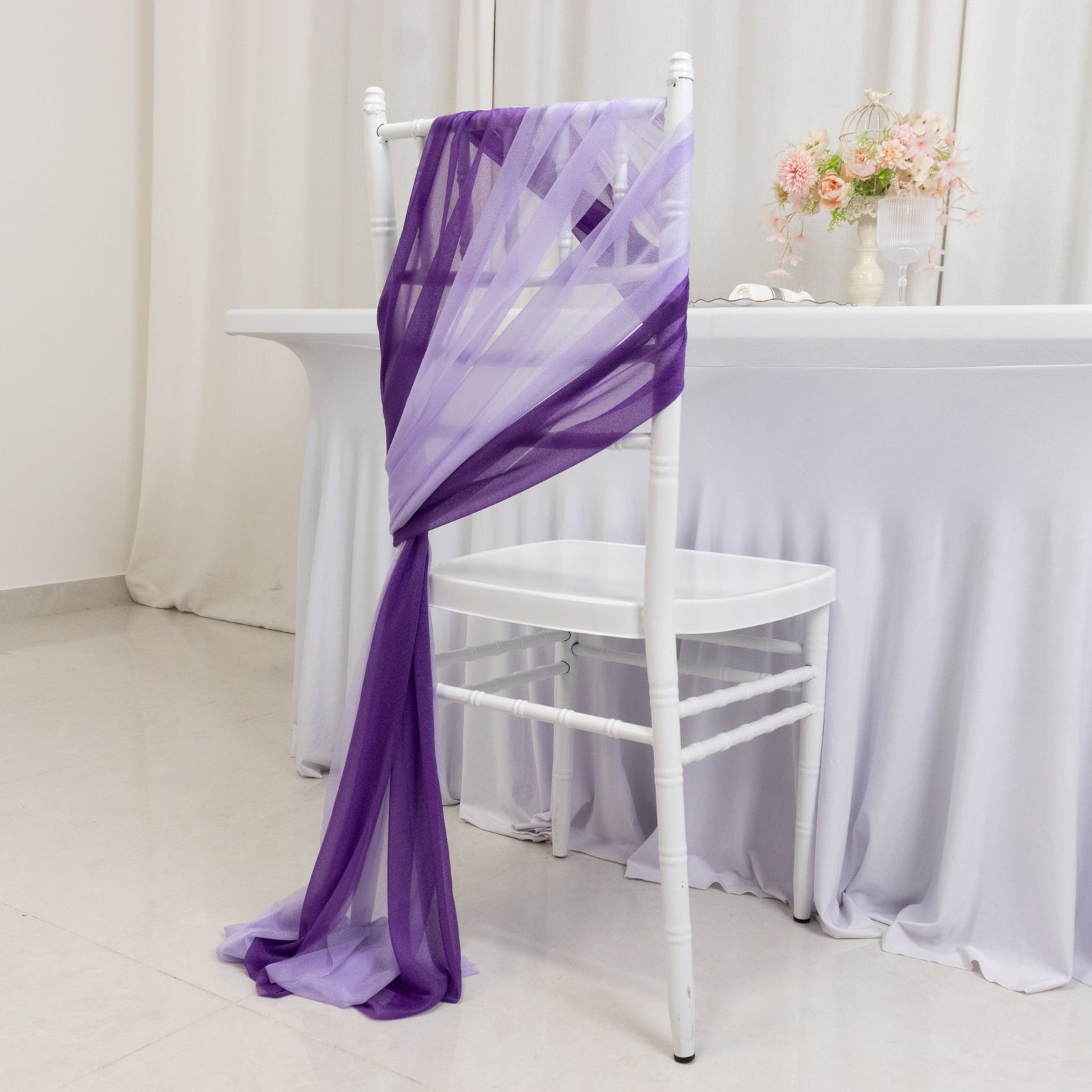 20-Pack Sheer Chair Drape Decor in Purple and Lavender Lilac – 9ft Shimmer Sash, Wrinkle-Free