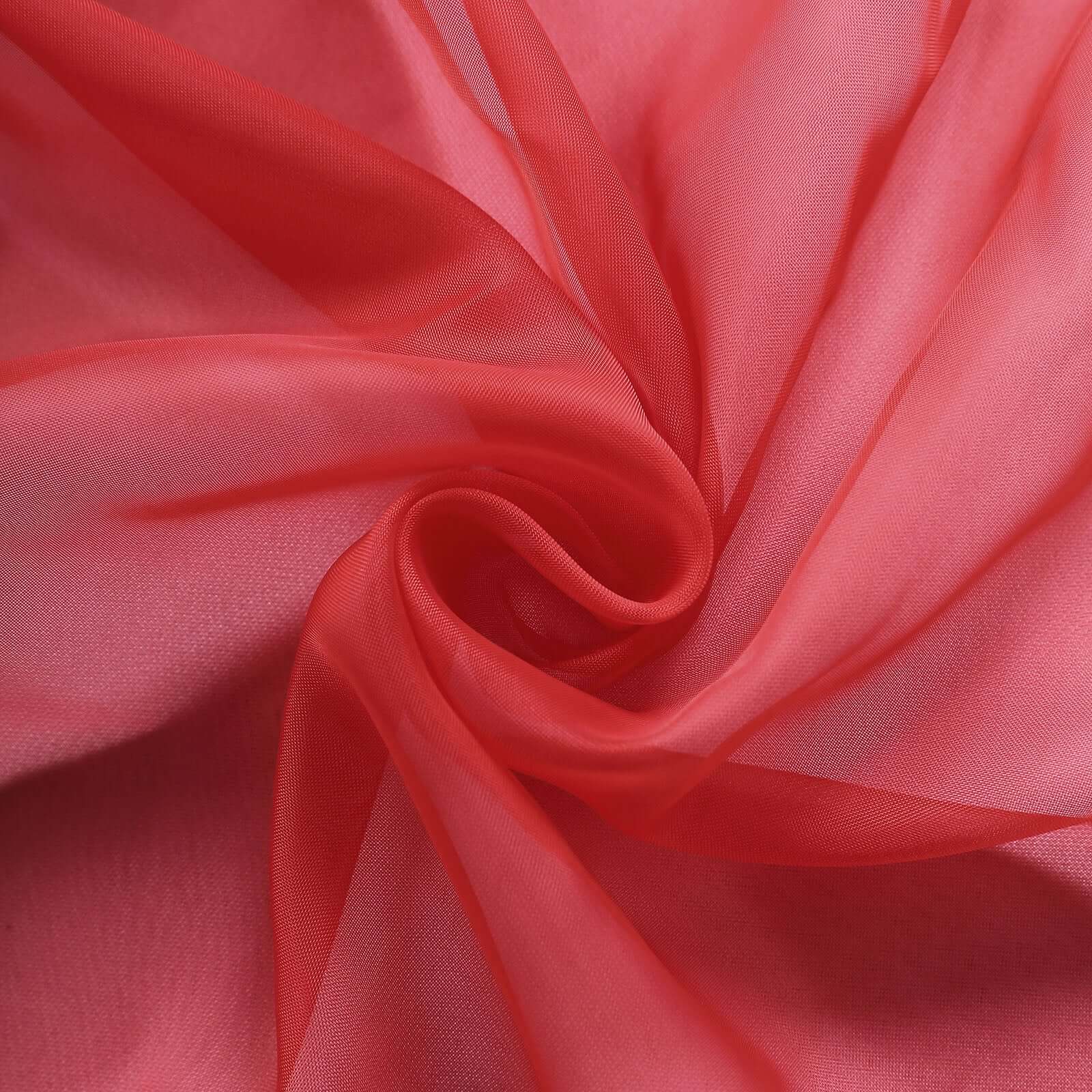 5 Pack Chiffon Chair Sashes Red - Soft & Lightweight Designer Chair Bows 22"x78"