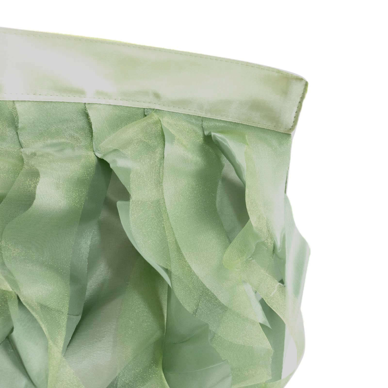 Taffeta 14ft Table Skirt Sage Green - Cascading Curly Willow Style Table Cover