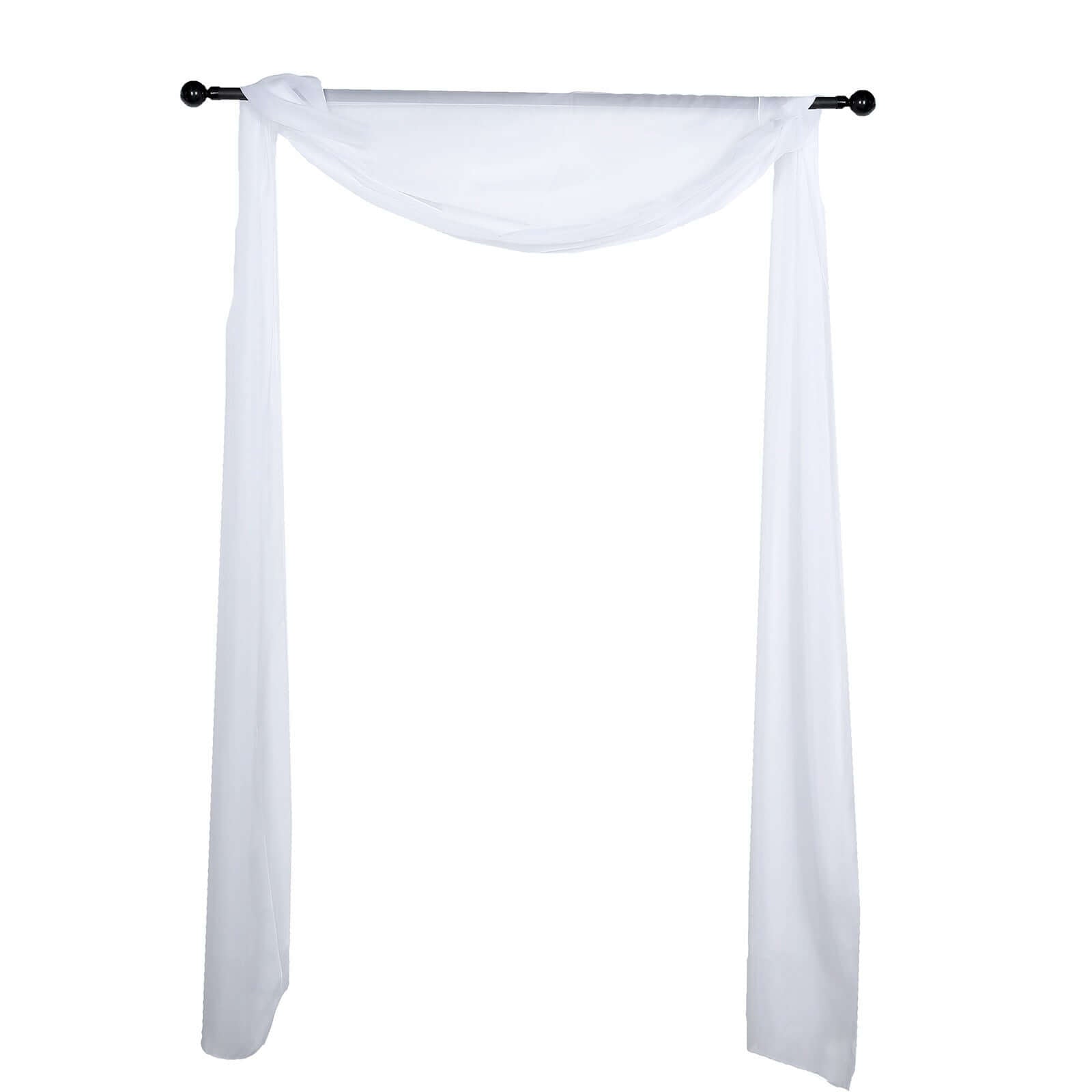 18ft White Sheer Organza Wedding Arch Drapery Fabric, Window Scarf Valance
