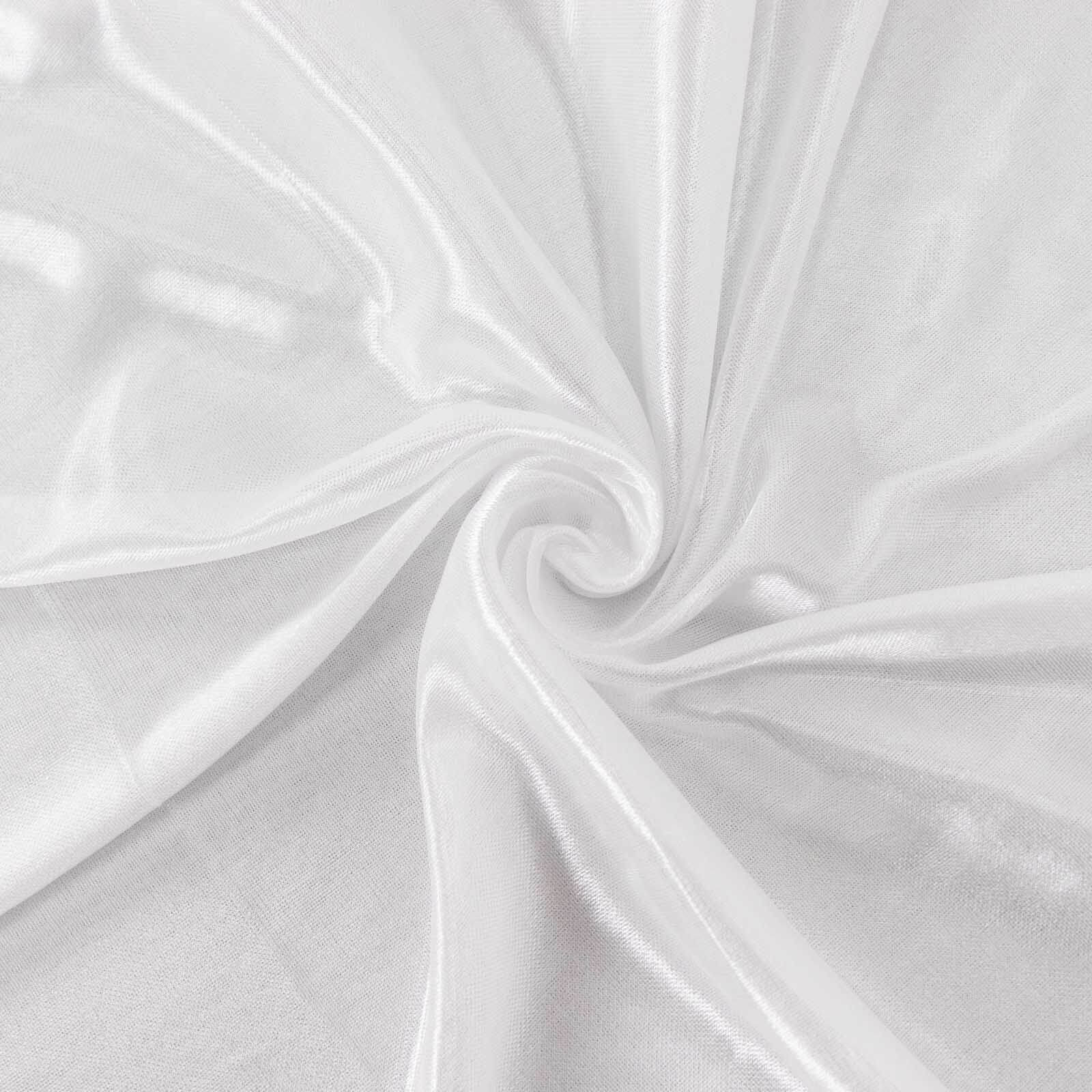 10ftx10ft White Double Drape Pleated Satin Event Curtain Drapes, Glossy Photo Backdrop Event Panel