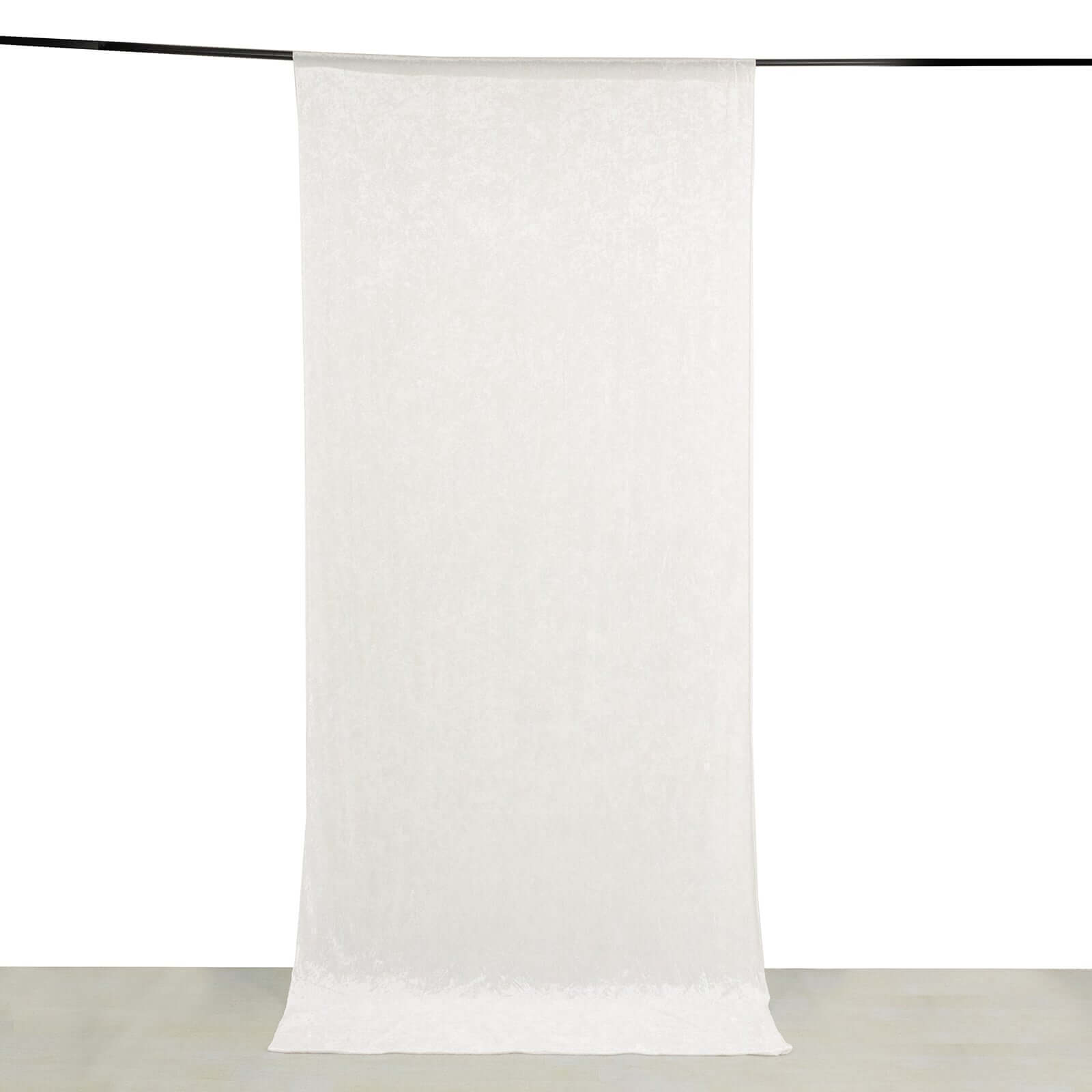 White Crushed Velvet Backdrop Curtain – 5ft x 12ft Event Drape with Rod Pocket, Privacy Panel for Photo Booths & Events