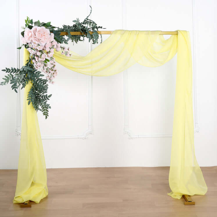 18ft Yellow Sheer Organza Wedding Arch Drapery Fabric, Window Scarf Valance