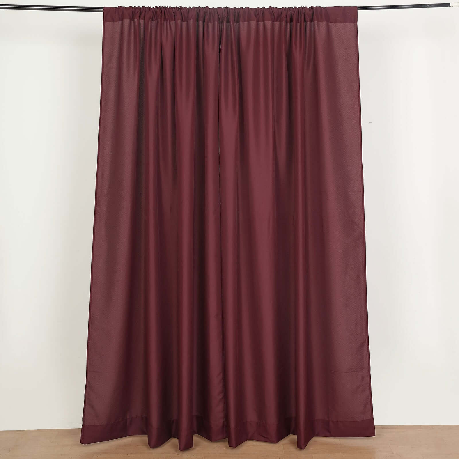 2 Pack Burgundy Polyester Event Curtain Drapes, 10ftx8ft Backdrop Event Panels With Rod Pockets 130 GSM