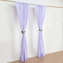 2 Pack Lavender Lilac Polyester Event Curtain Drapes, 10ftx8ft Backdrop Event Panels With Rod Pockets 130 GSM