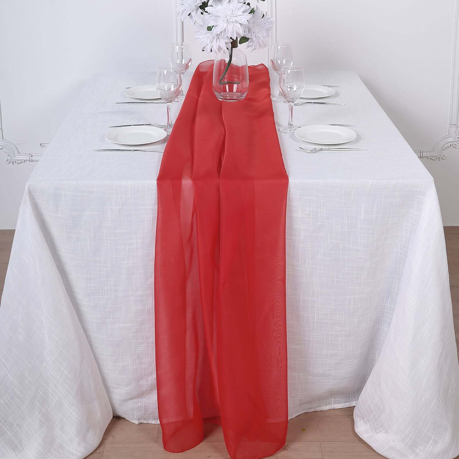 Chiffon 6ft Table Runner Red - Flowy & Lightweight Table Decor