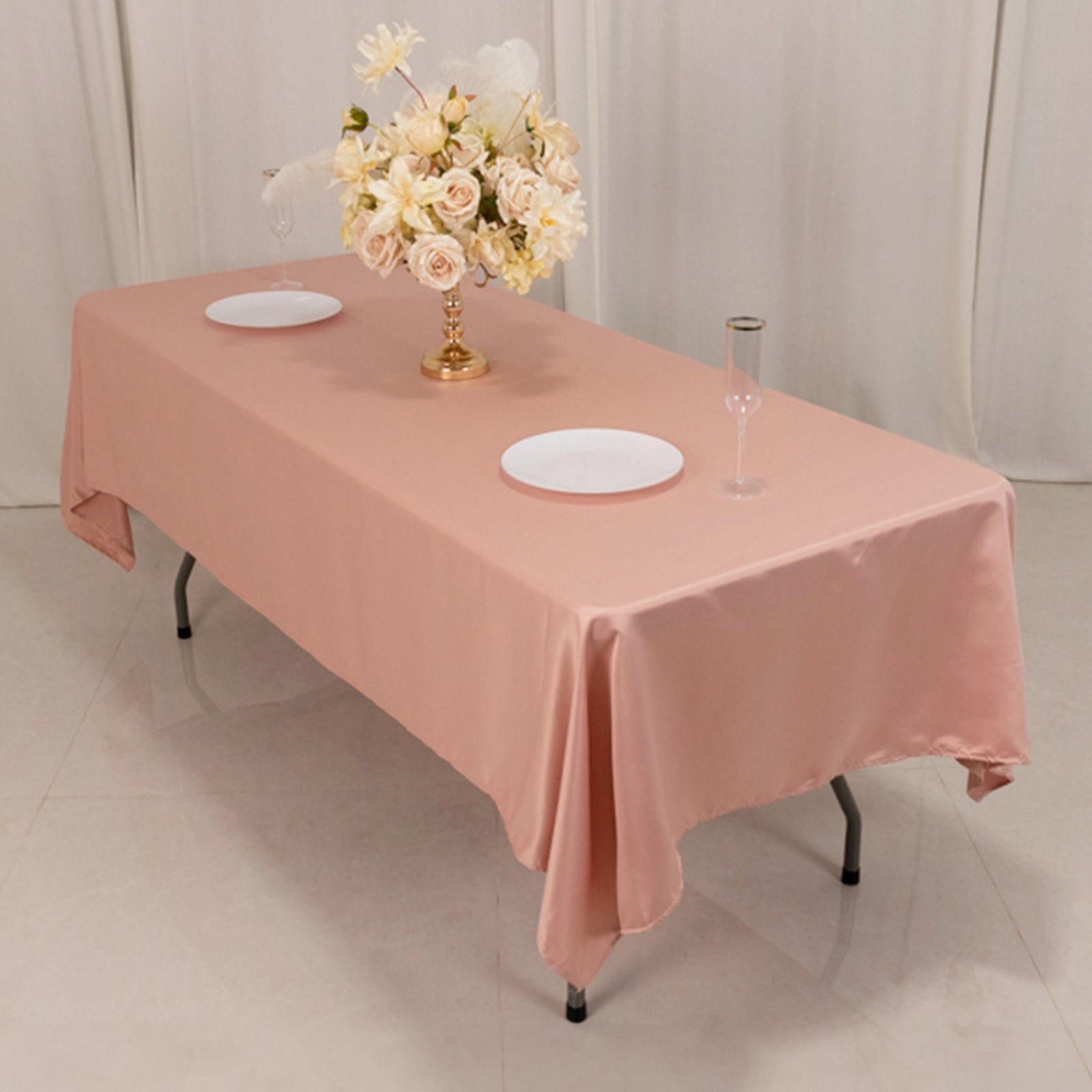 Lamour Satin 60"x102" Rectangle Tablecloth Dusty Rose - Durable & Silky Soft Feel Table Cover