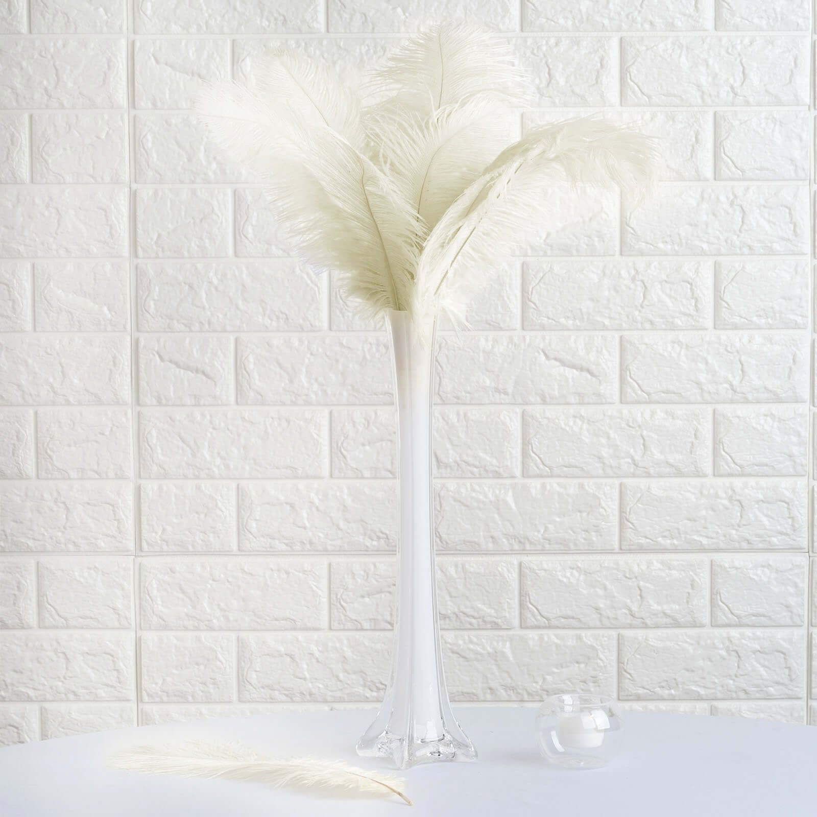 12 Pack 13"-15" Ivory Natural Plume Real Ostrich Feathers, DIY Centerpiece Fillers
