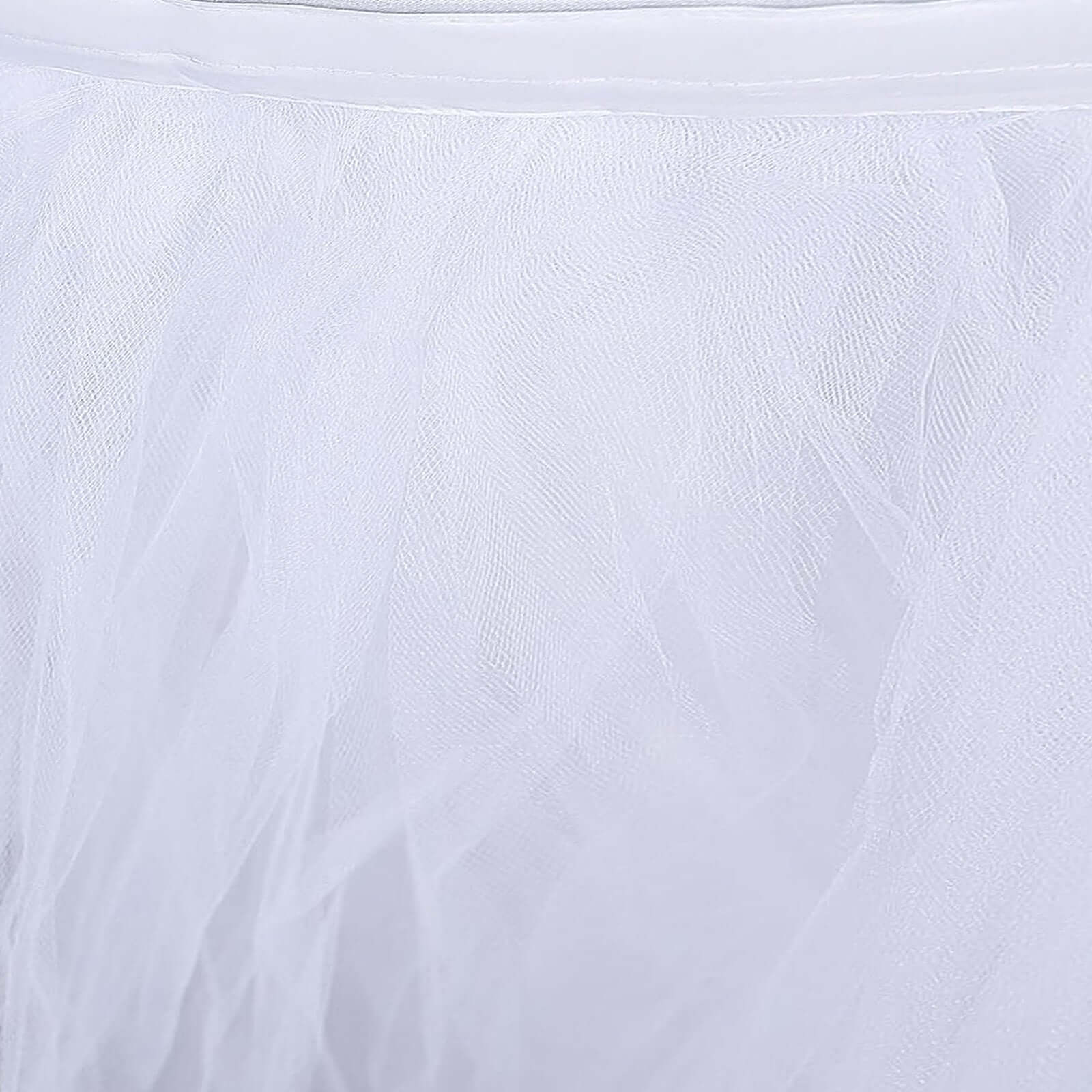 Tulle 17ft Table Skirt White - 4 Layer Pleated Tutu Chic & Soft Event Table Cover