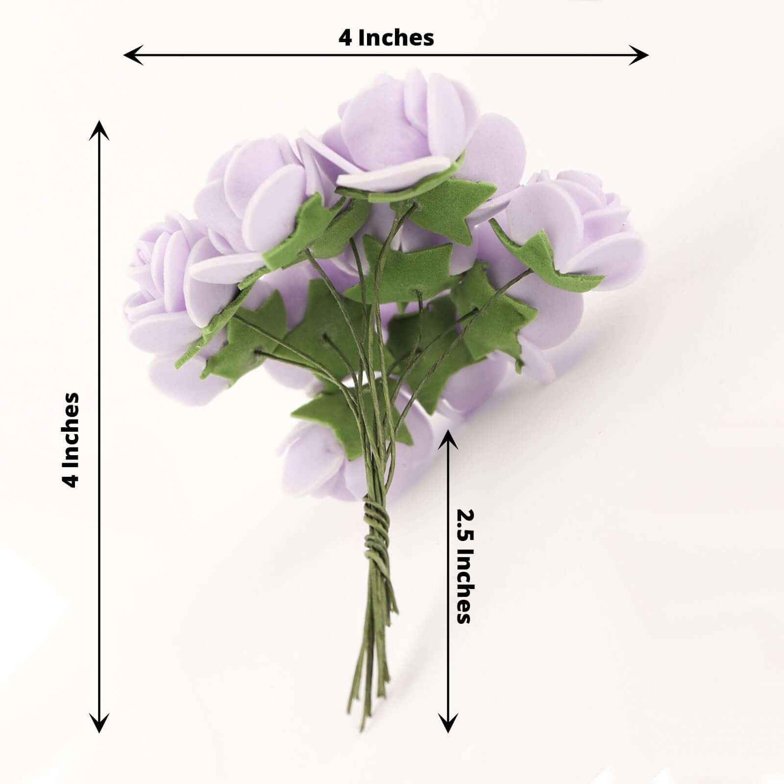 48 Roses 1" Lavender Lilac Real Touch Artificial DIY Foam Rose Flowers With Stem, Craft Rose Buds
