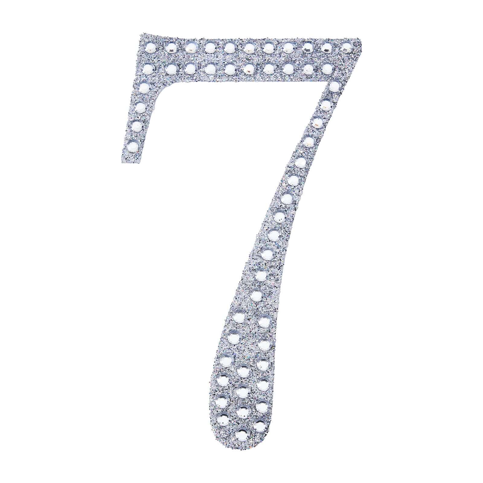 Decorative Rhinestone Number "7" Stickers, Glitter Adhesive Craft Numbers Silver DIY Sparkle Embellishments 8"