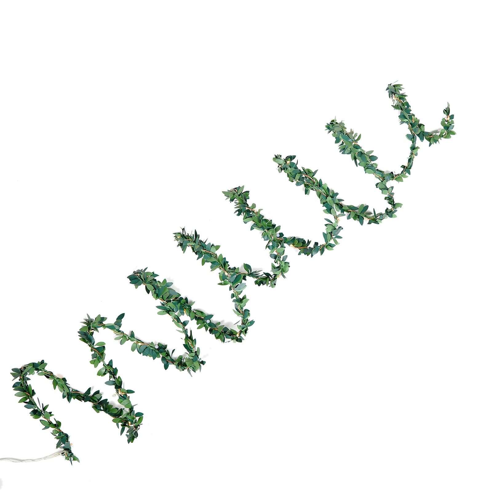 30 LED String Light Garland Green Leaf Design White Light - Battery Operated Décor Accent 10ft