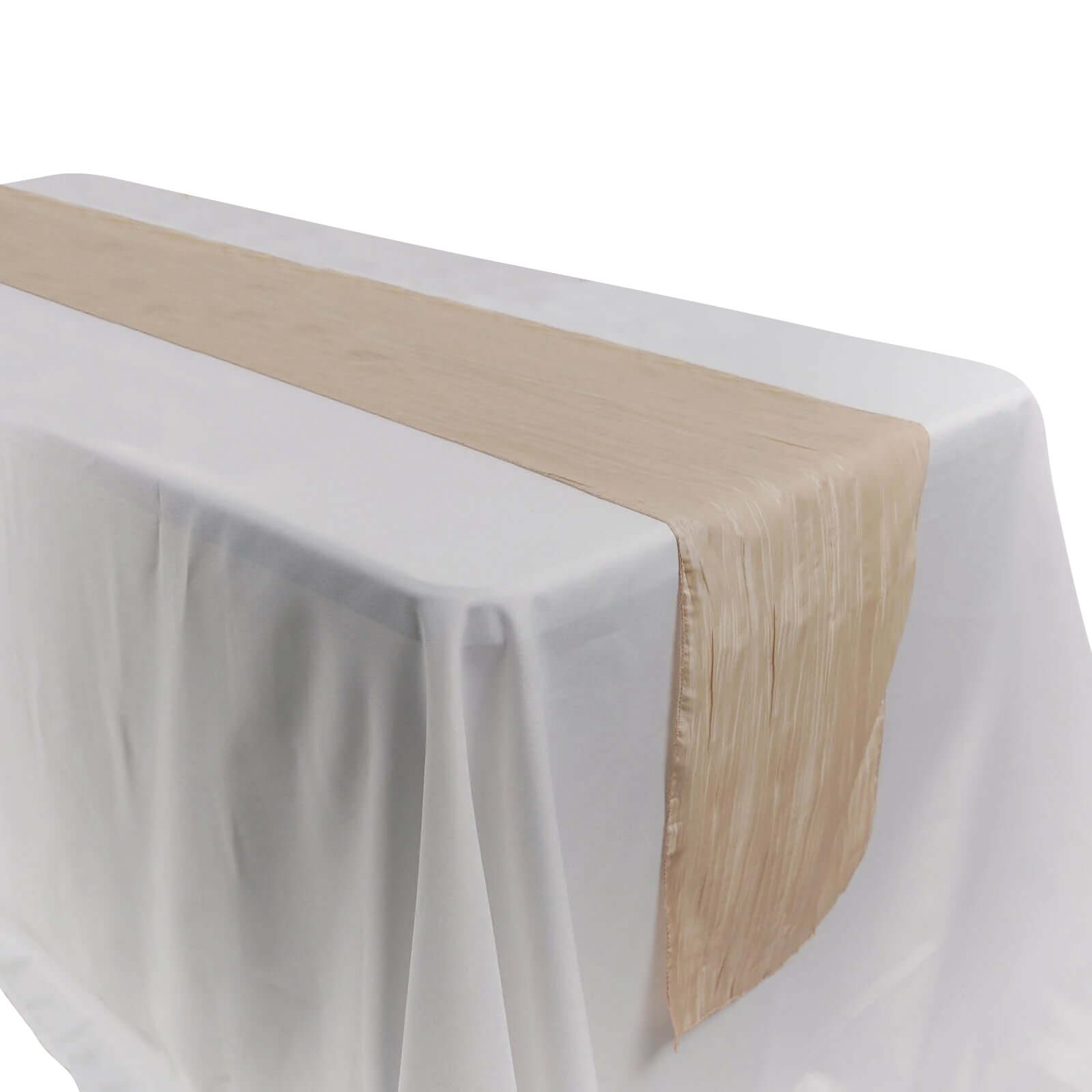 Taffeta 12"x108" Table Runner Beige - Accordion Crinkle Design