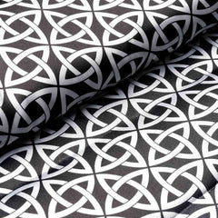 54"x10 Yards Black White Zen Design Satin Fabric Bolt, DIY Craft Fabric Roll