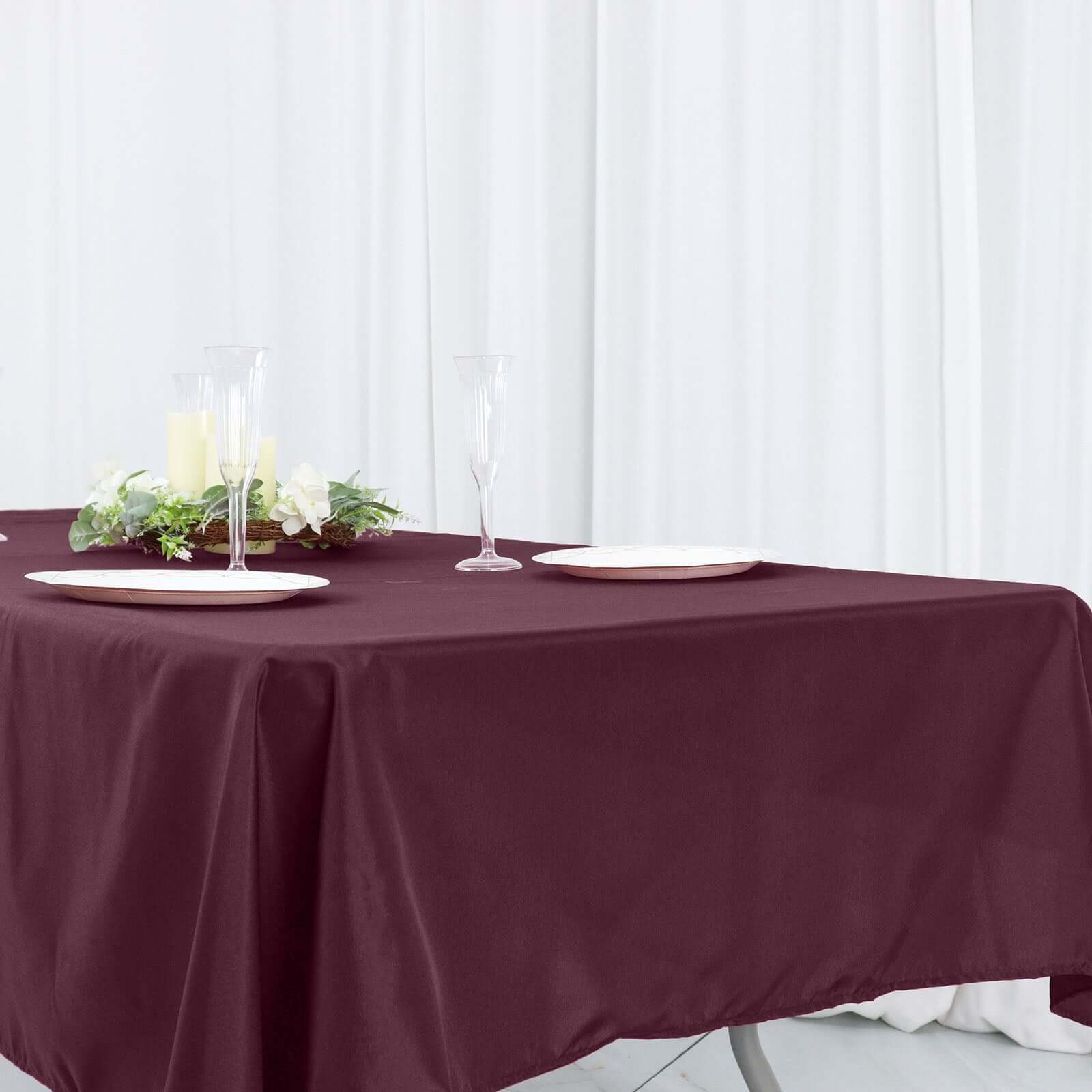 Polyester 54"x96" Rectangle Tablecloth Burgundy - Wrinkle-Resistant & Easy-to-Care Table Cover
