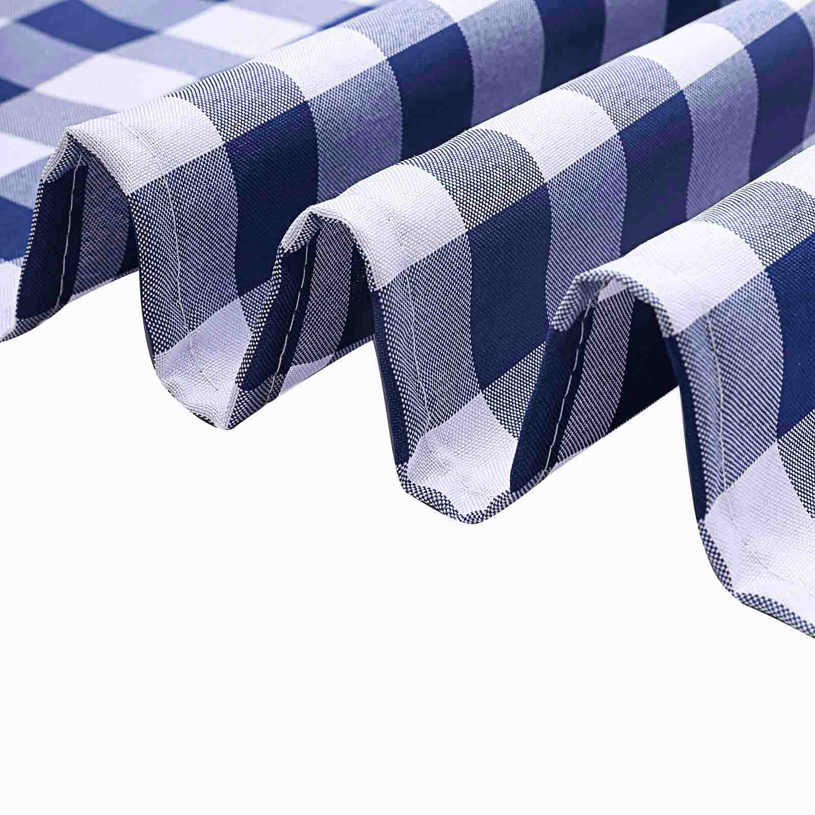 Polyester 54"x54" Table Overlay Square Tablecloth White/Navy Blue - Checkered Buffalo Plaid Design for Casual Table Settings