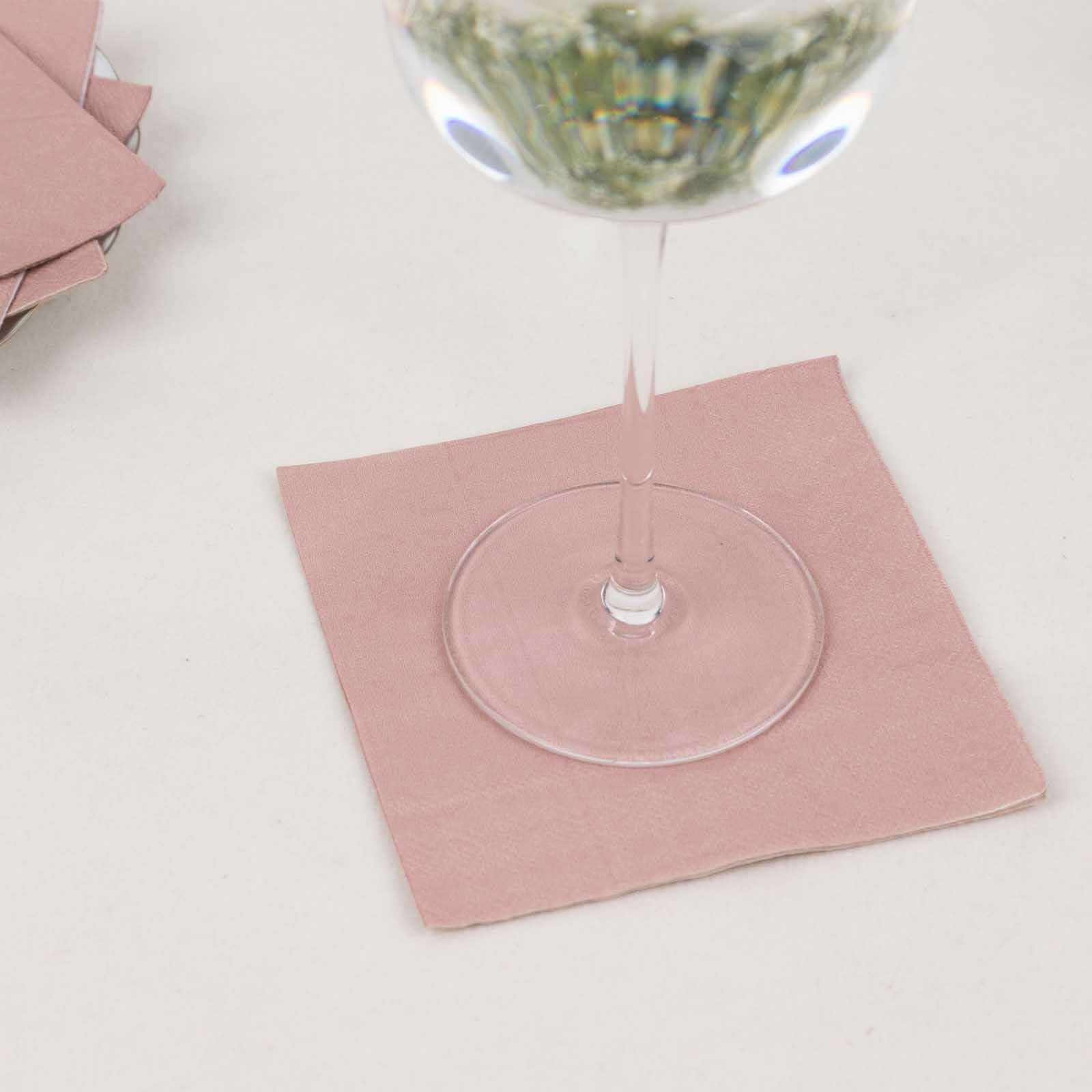 50-Pack Paper Beverage Napkins Dusty Rose - 2 Ply Disposable Soft 18GSM Cocktail Napkins 5"x5"