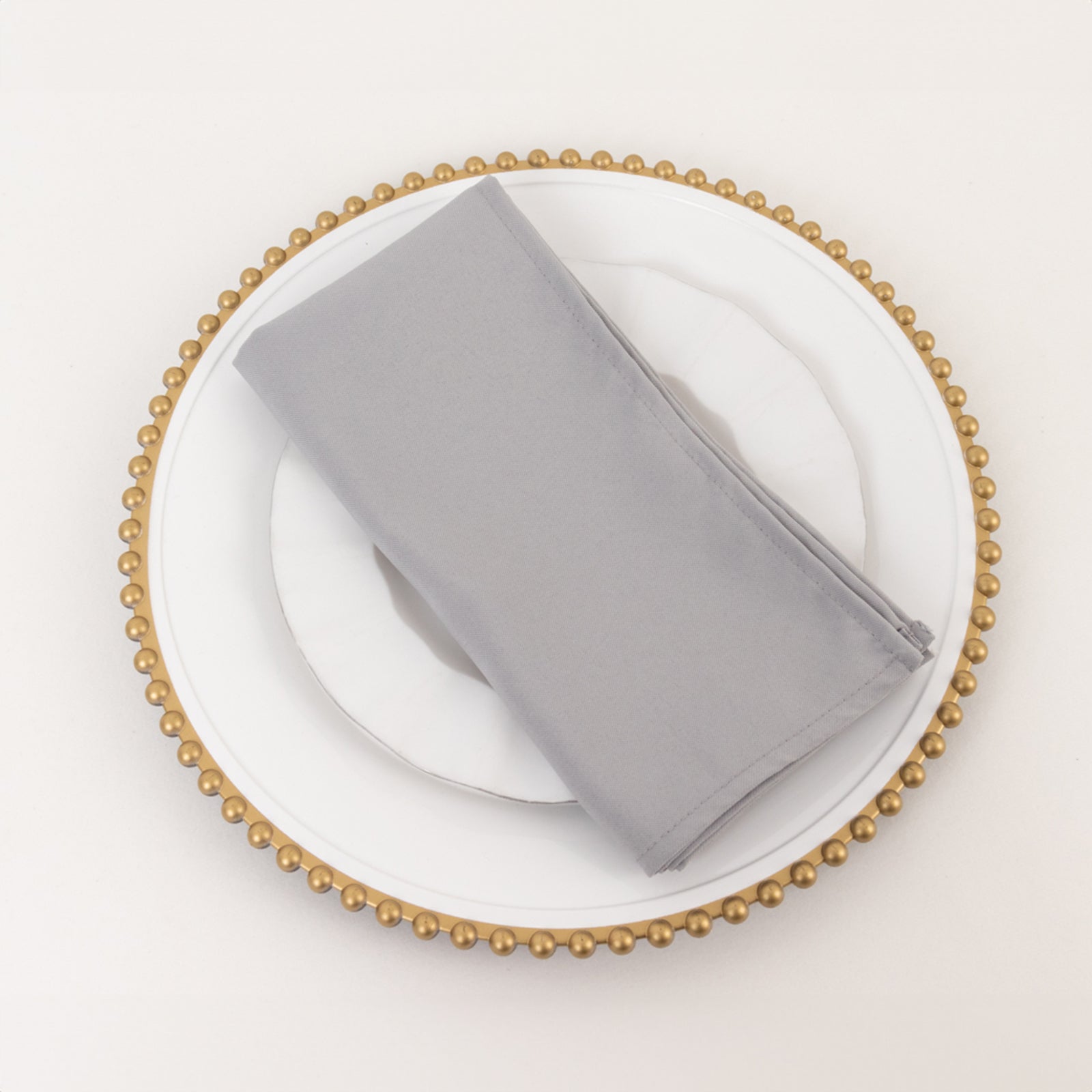 5 Pack Premium Polyester 20"x20" Napkins Silver - Wrinkle-Resistant & Durable Dinner Napkins