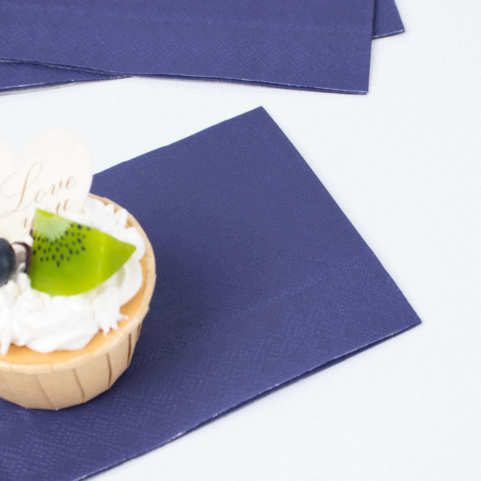 50-Pack Paper Napkins Navy Blue - Soft Disposable 2-Ply Dinner Napkins for Weddings