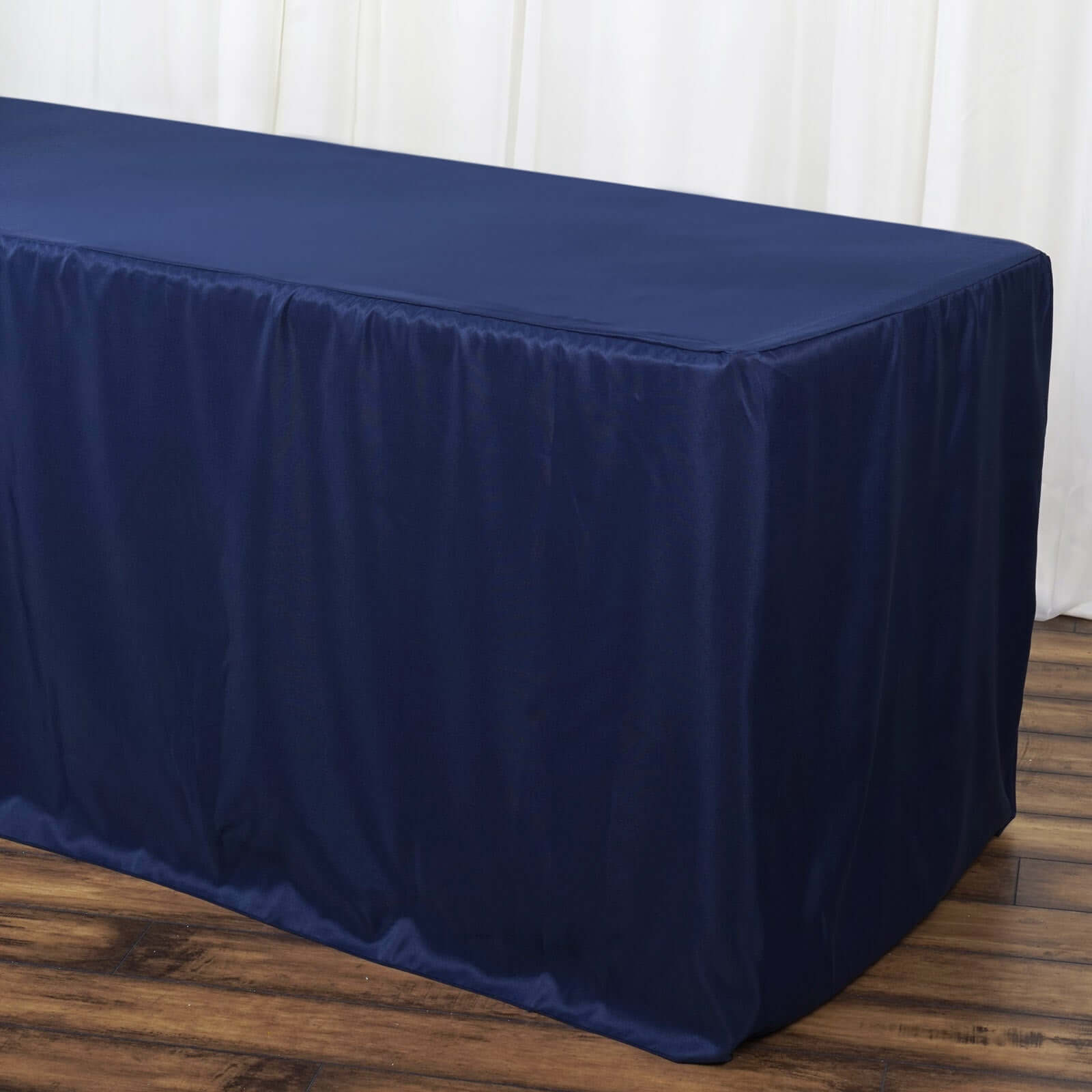 Fitted Polyester 72"x30" Rectangle Tablecloth Navy Blue - Durable Table Cover