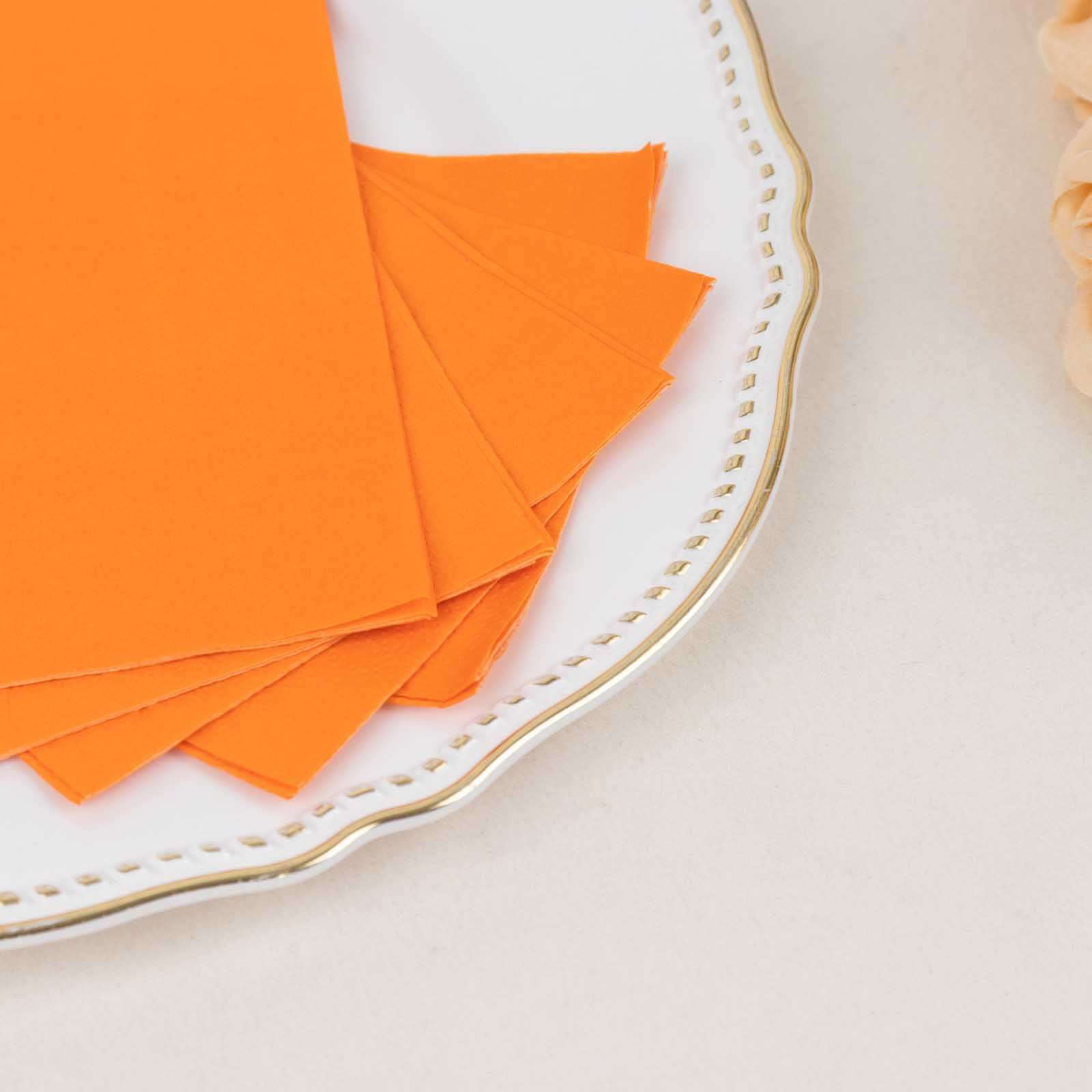 50-Pack Paper Napkins Orange - Soft Disposable 2-Ply Dinner Napkins for Weddings