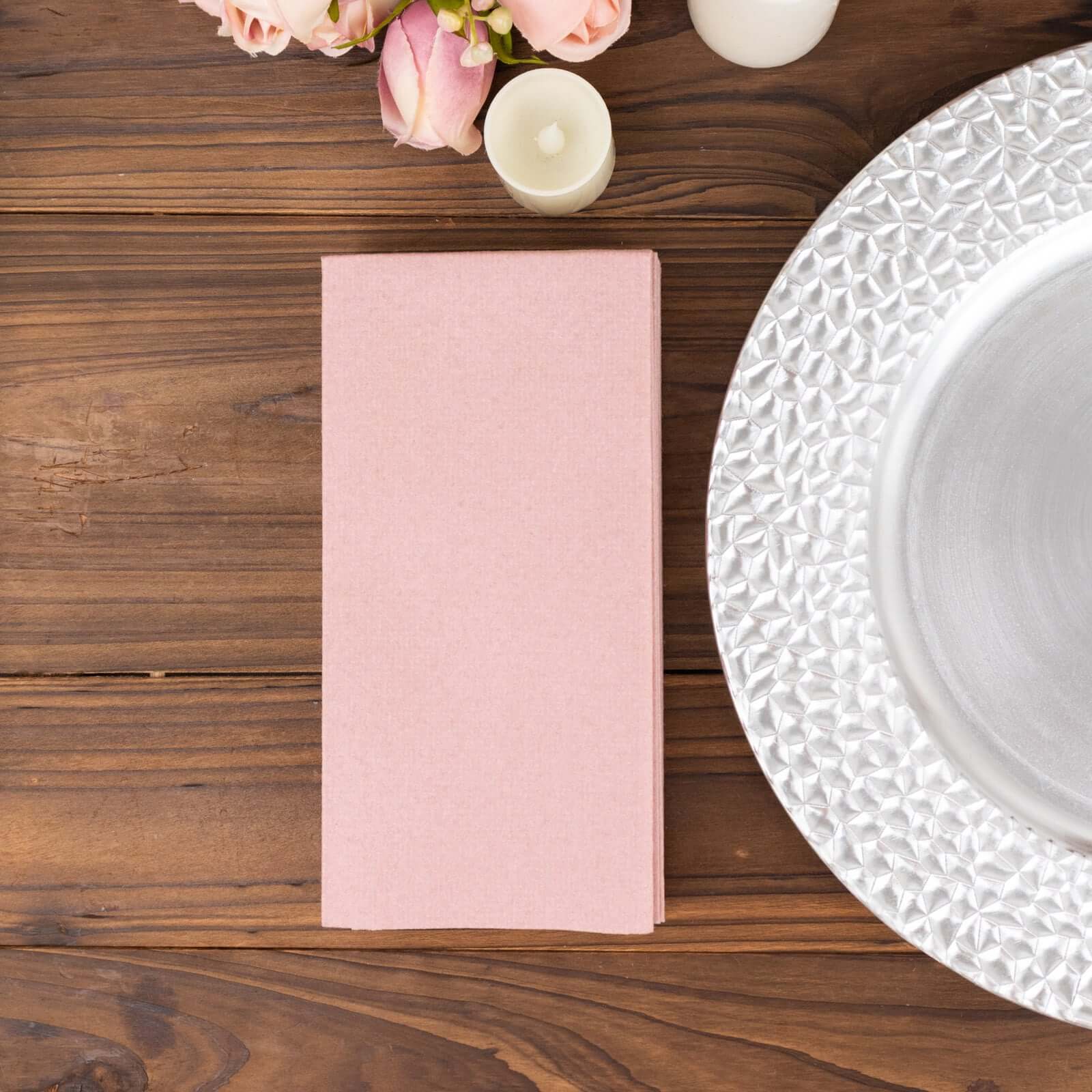 20 Pack Linen-Like Paper 8.5"x4" Napkins Dusty Rose - Highly Absorbent & Disposable Airlaid Guest Towels