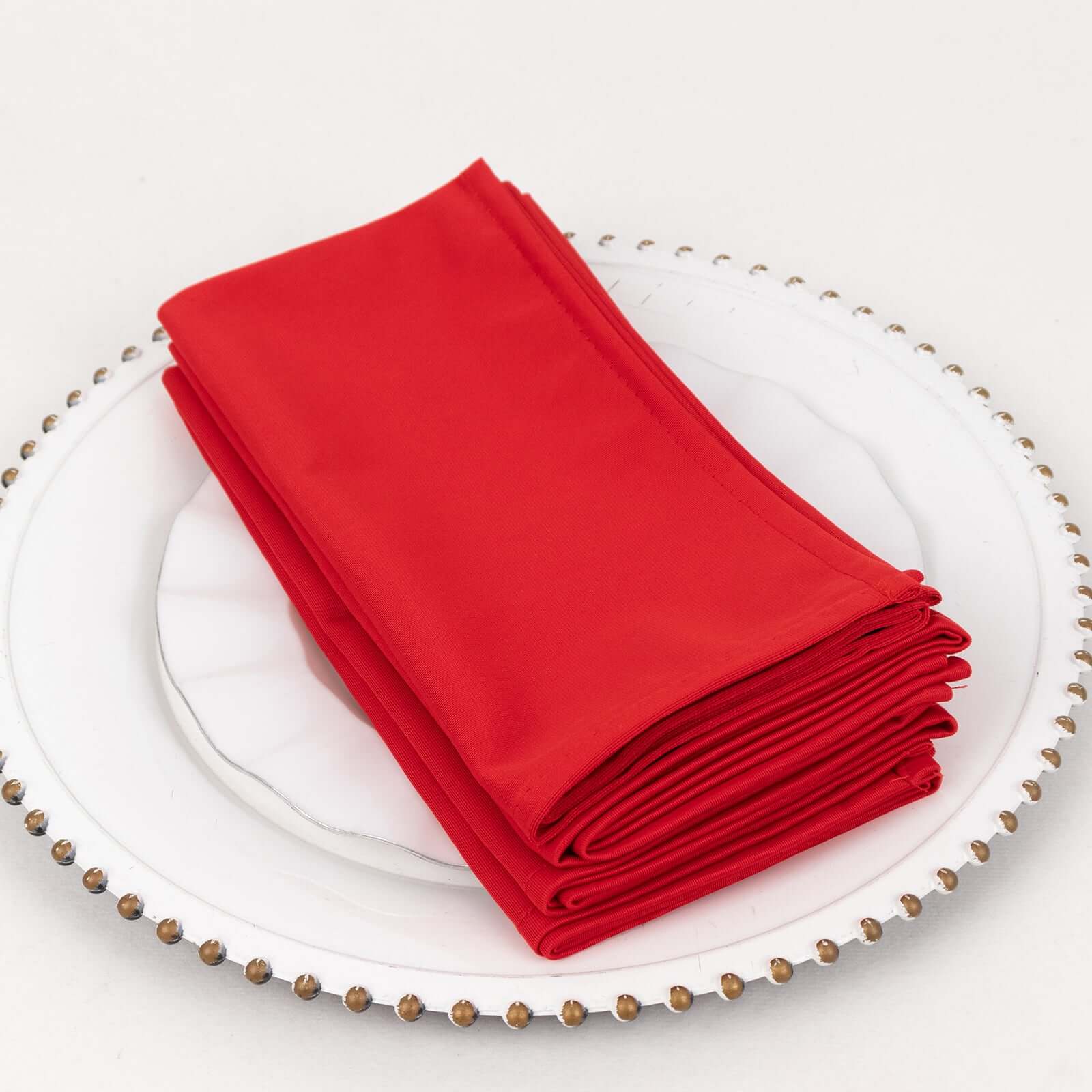 5 Pack Scuba 20"x20" Napkins Red - Durable & Reusable Dinner Napkins