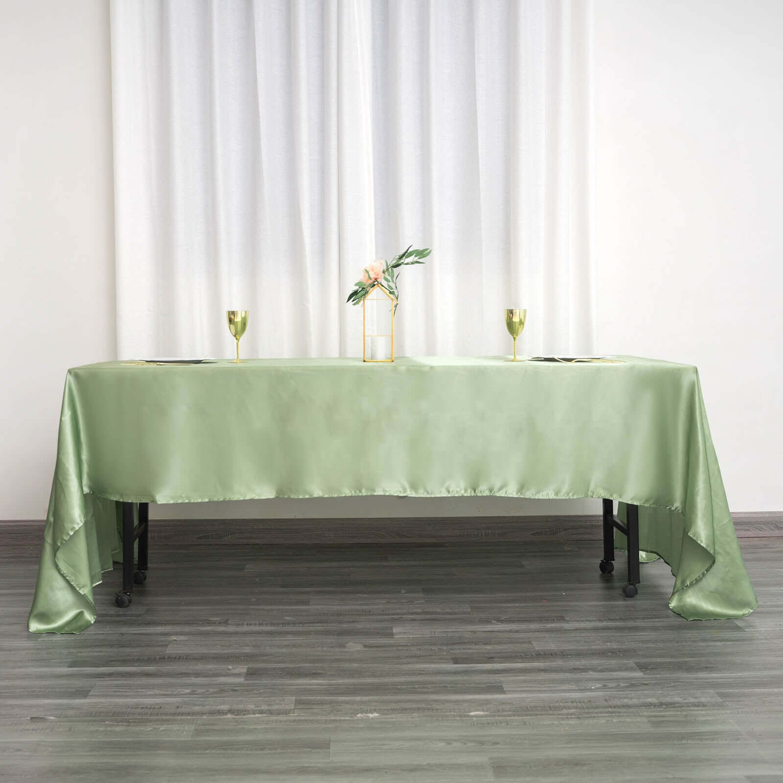 Satin Rectangular 60"x126" Tablecloth Sage Green - Smooth and Lustrous Table Cover