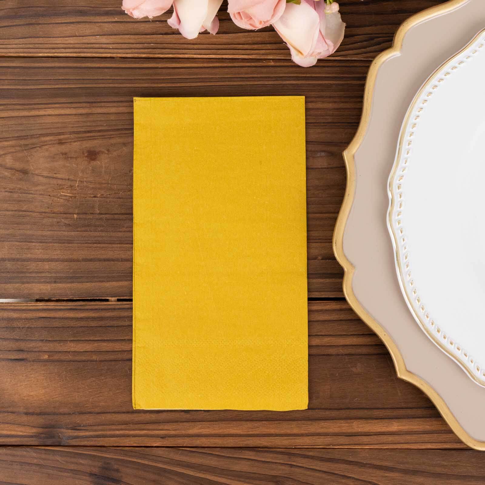 50-Pack Paper Napkins Gold - Soft Disposable 2-Ply Dinner Napkins for Weddings